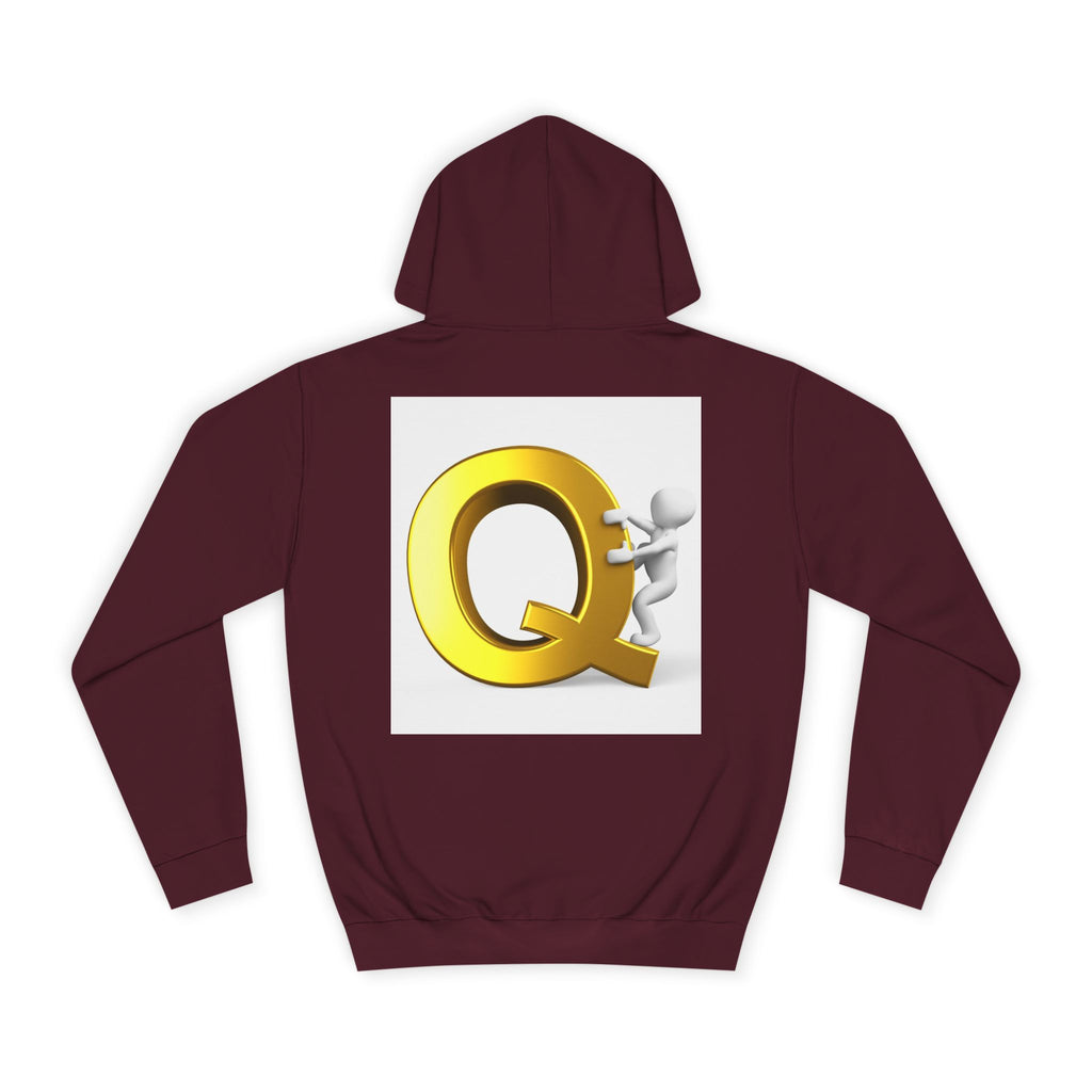 Golden Q Letter Hoodie | 3D Character Climbing Initial Sweatshirt