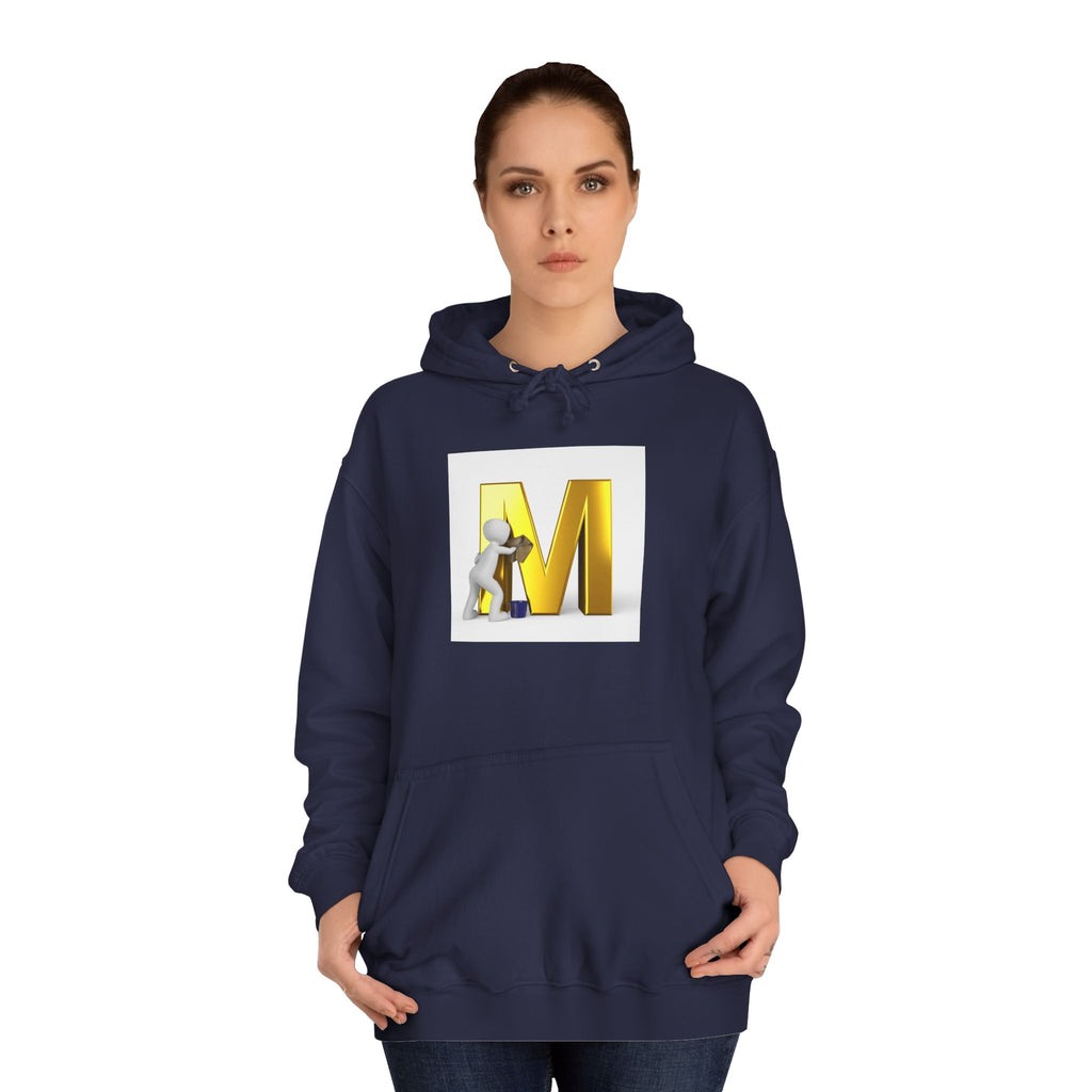 Gold Letter M with Figure Hoodie | Monogram Initial M Sweatshirt