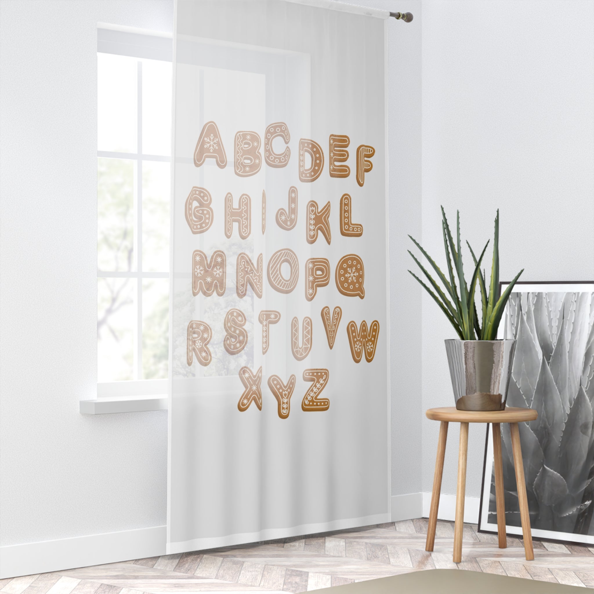 Gingerbread Alphabet Window Curtain | Kids Kitchen Playroom Decor