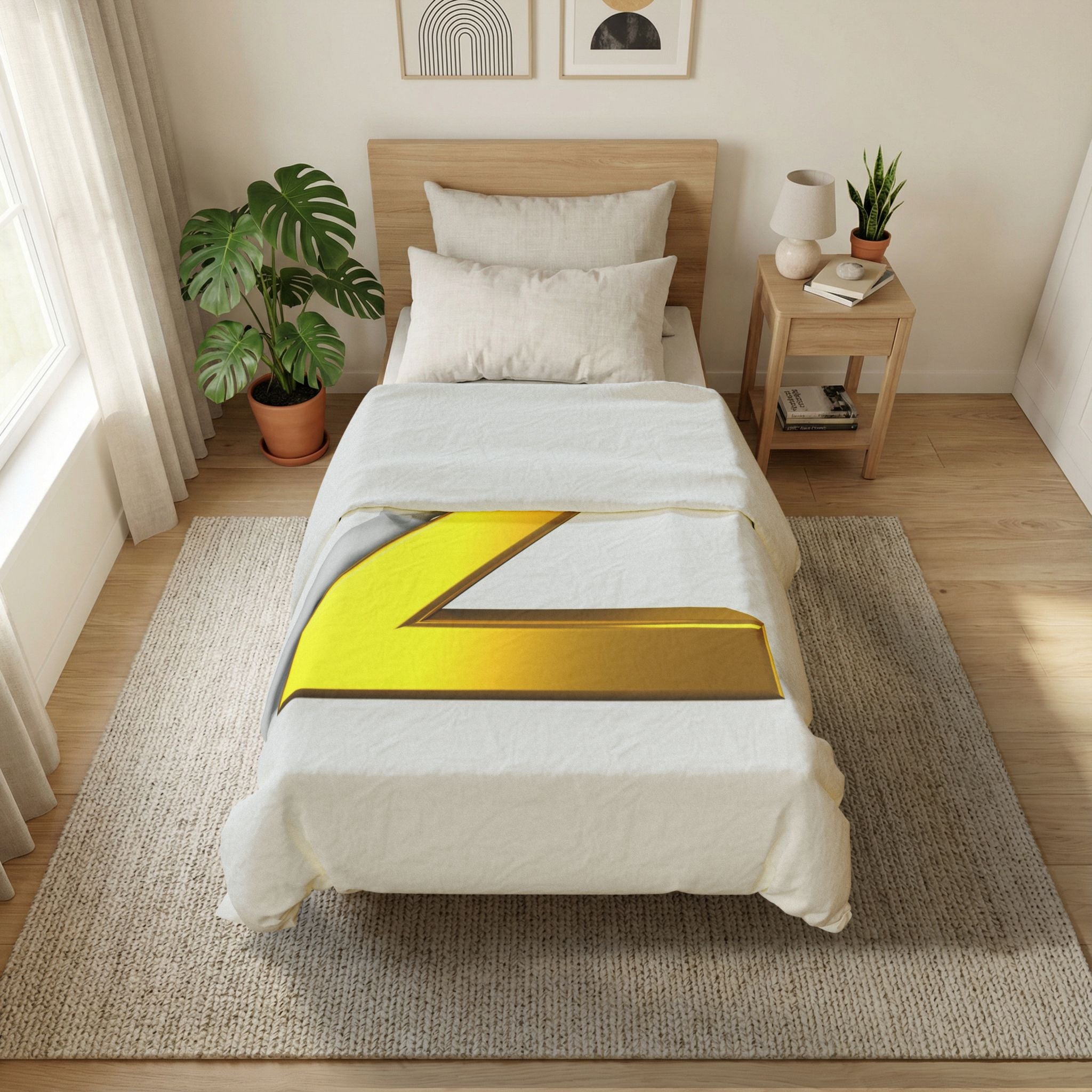 Gold Letter Z Duvet Cover | Monogram Initial Bedding