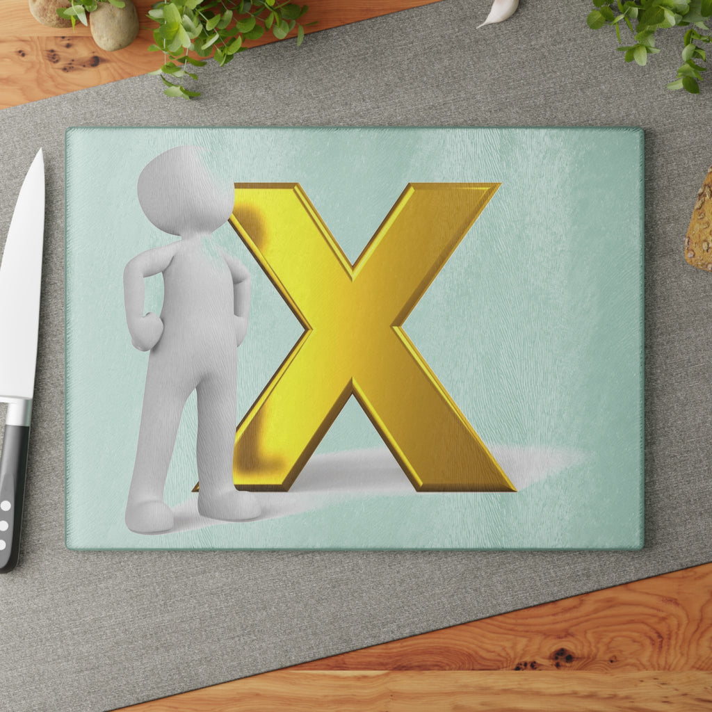 Gold X with 3D Figure Glass Cutting Board