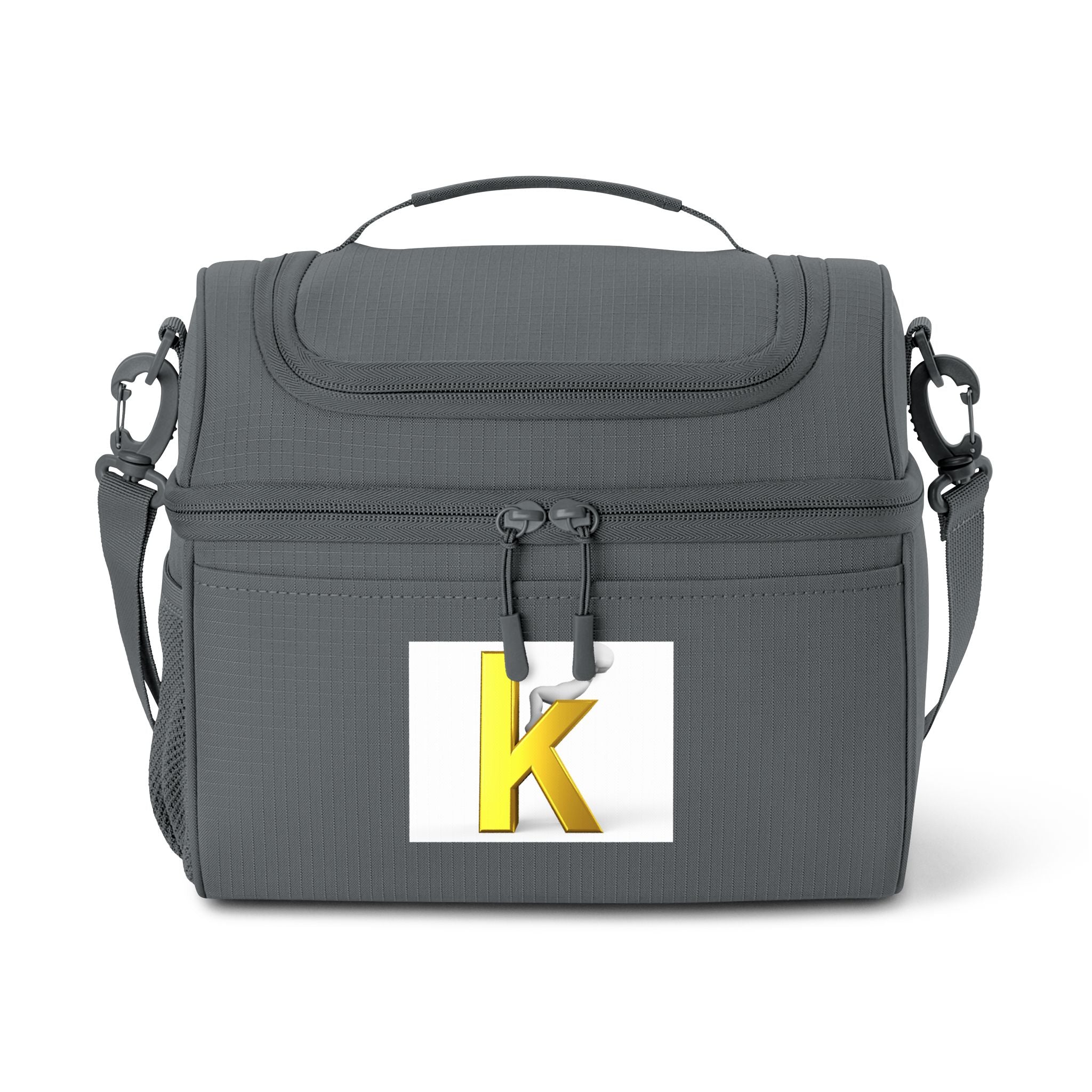 Yellow Letter K Cooler Bag | Monogram Initial Lunch Tote
