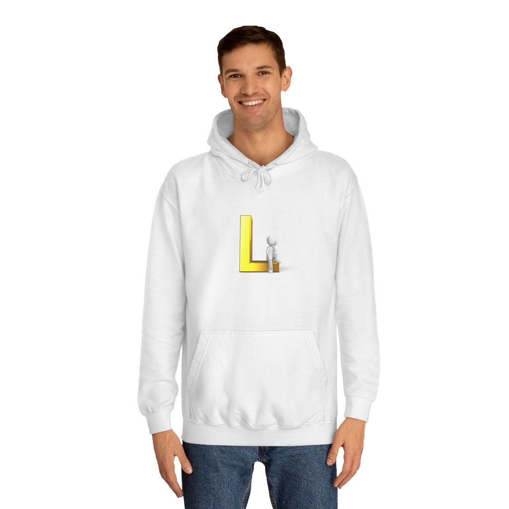 3D Letter L with Figure Hoodie | Initial L Sweatshirt