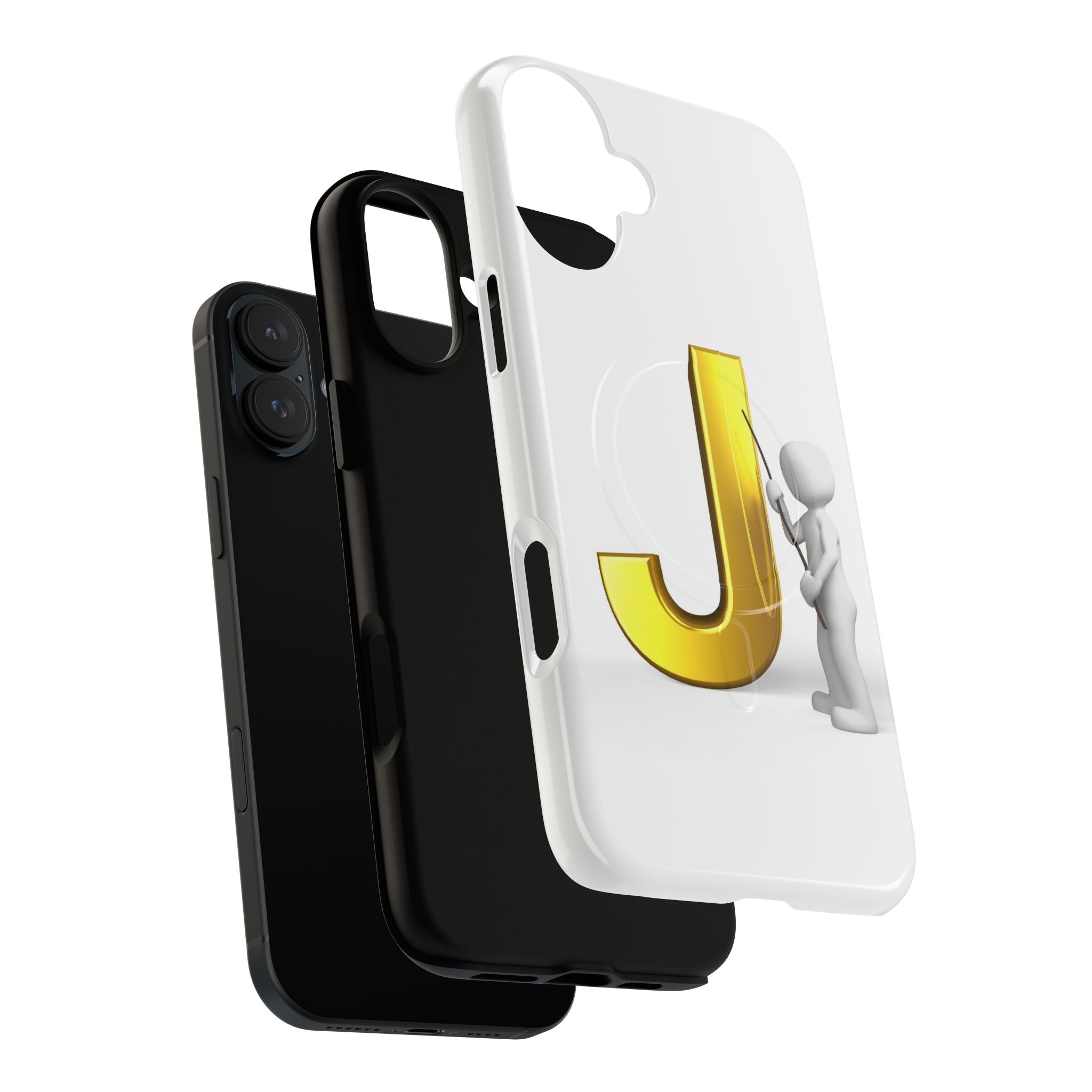 Gold Letter J with Painter Figure Phone Case | Tough Magnetic Case