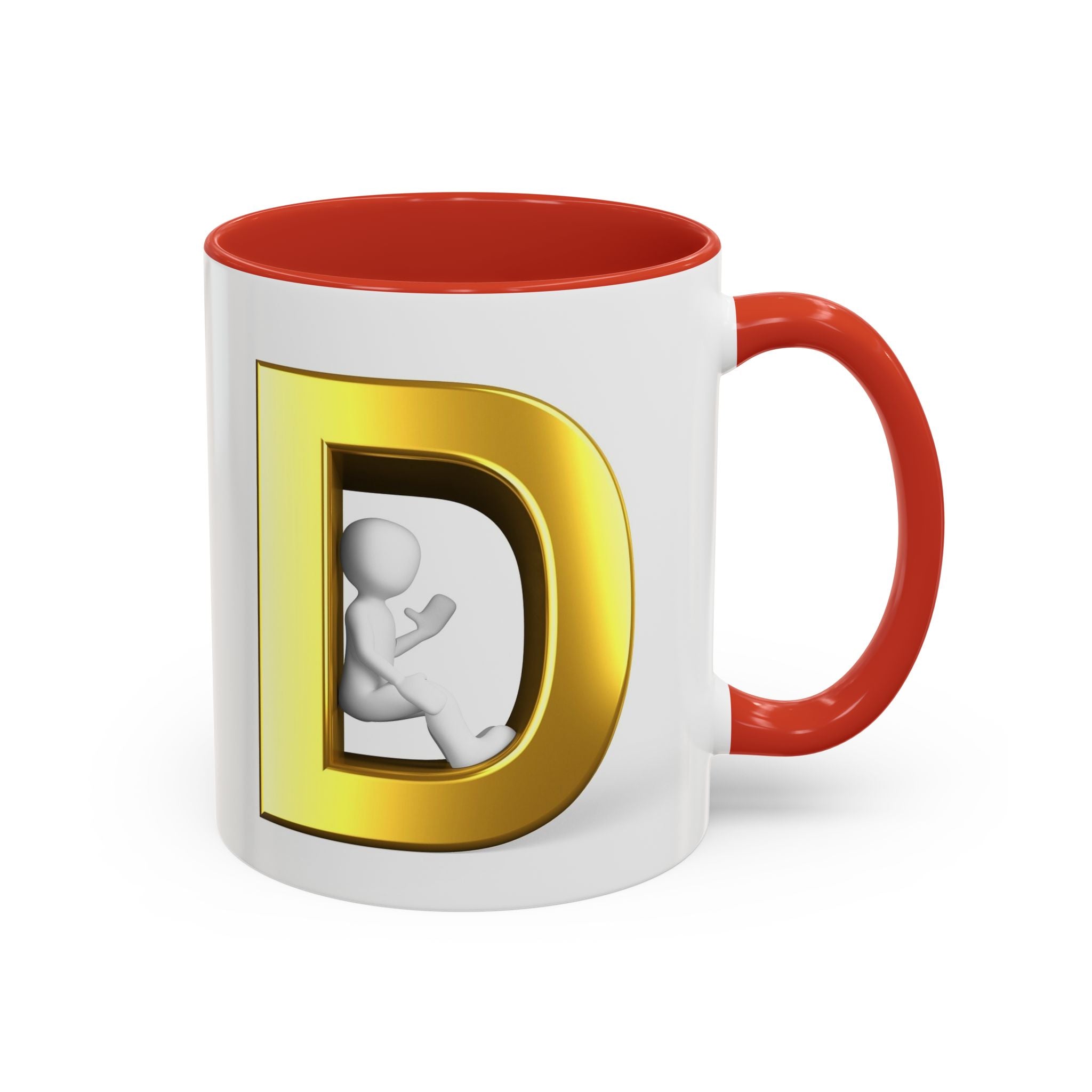 Goldbuchstabe D Monogramm-Tasse | Akzent-Kaffeetasse
