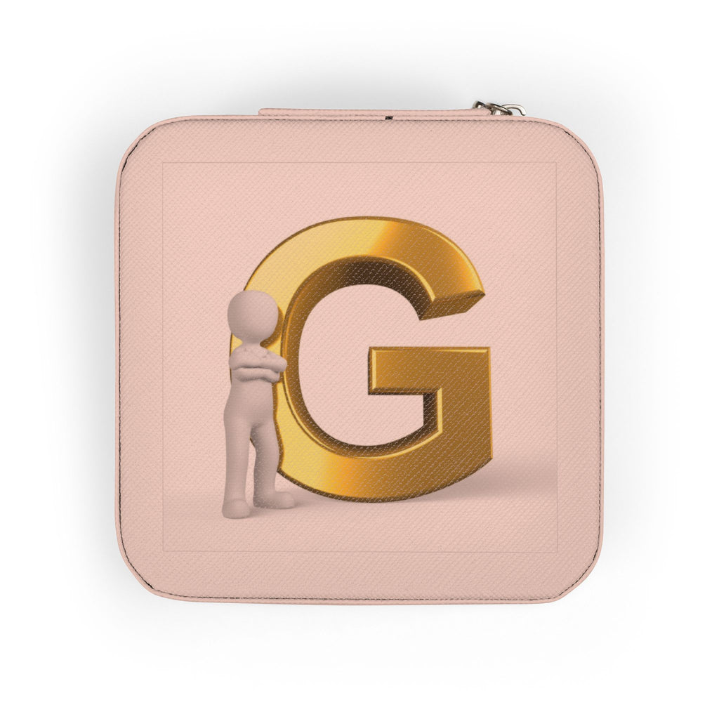 Gold Letter G Monogram Jewelry Travel Case | Compact Personalized Organizer