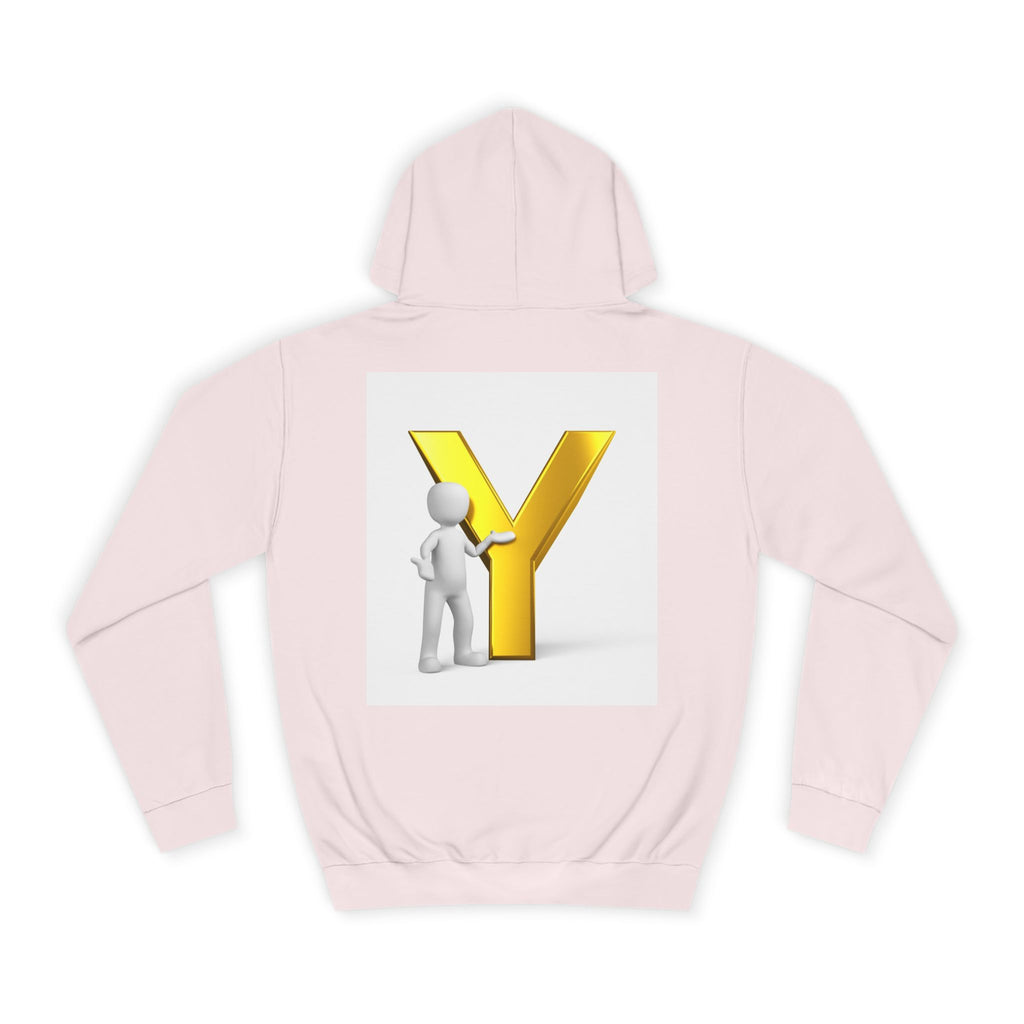 3D Gold Letter Y with Figure Hoodie | Initial Monogram Sweatshirt