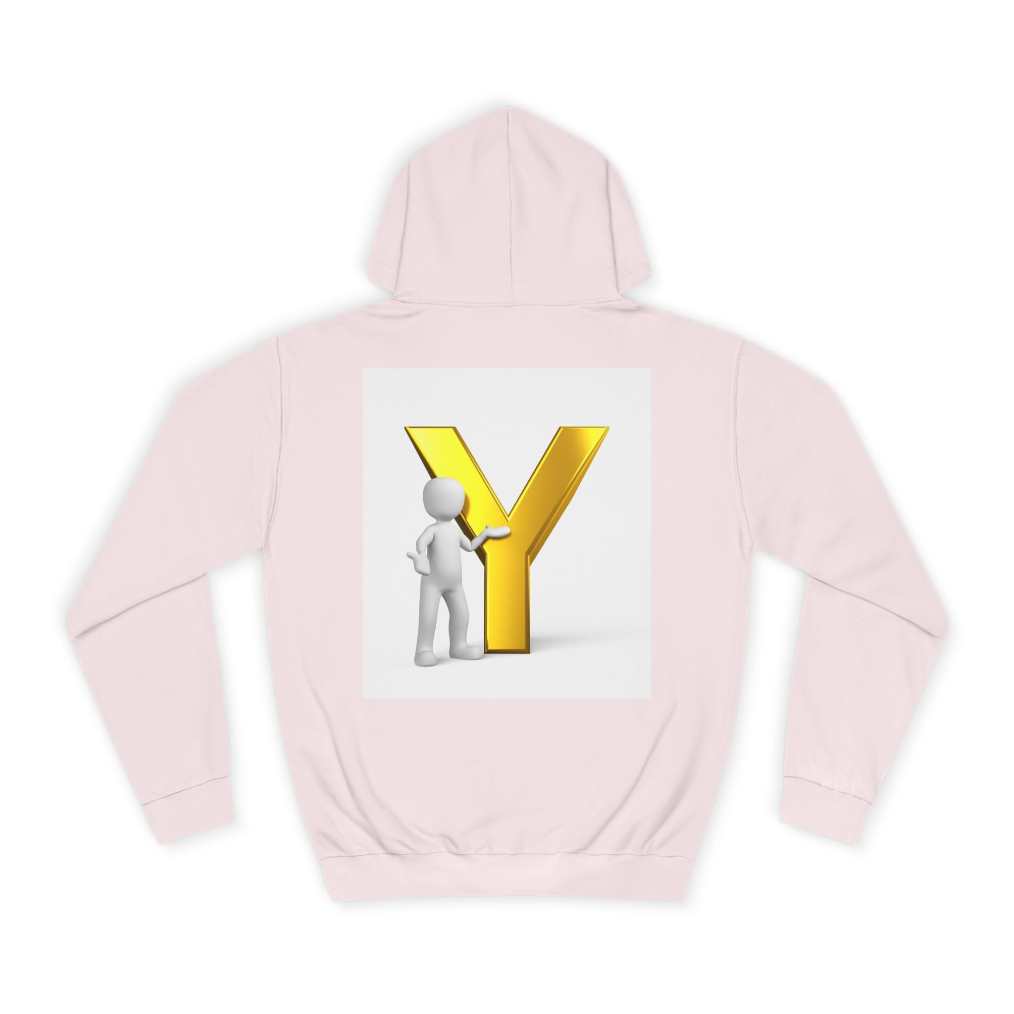 3D Gold Letter Y with Figure Hoodie | Initial Monogram Sweatshirt