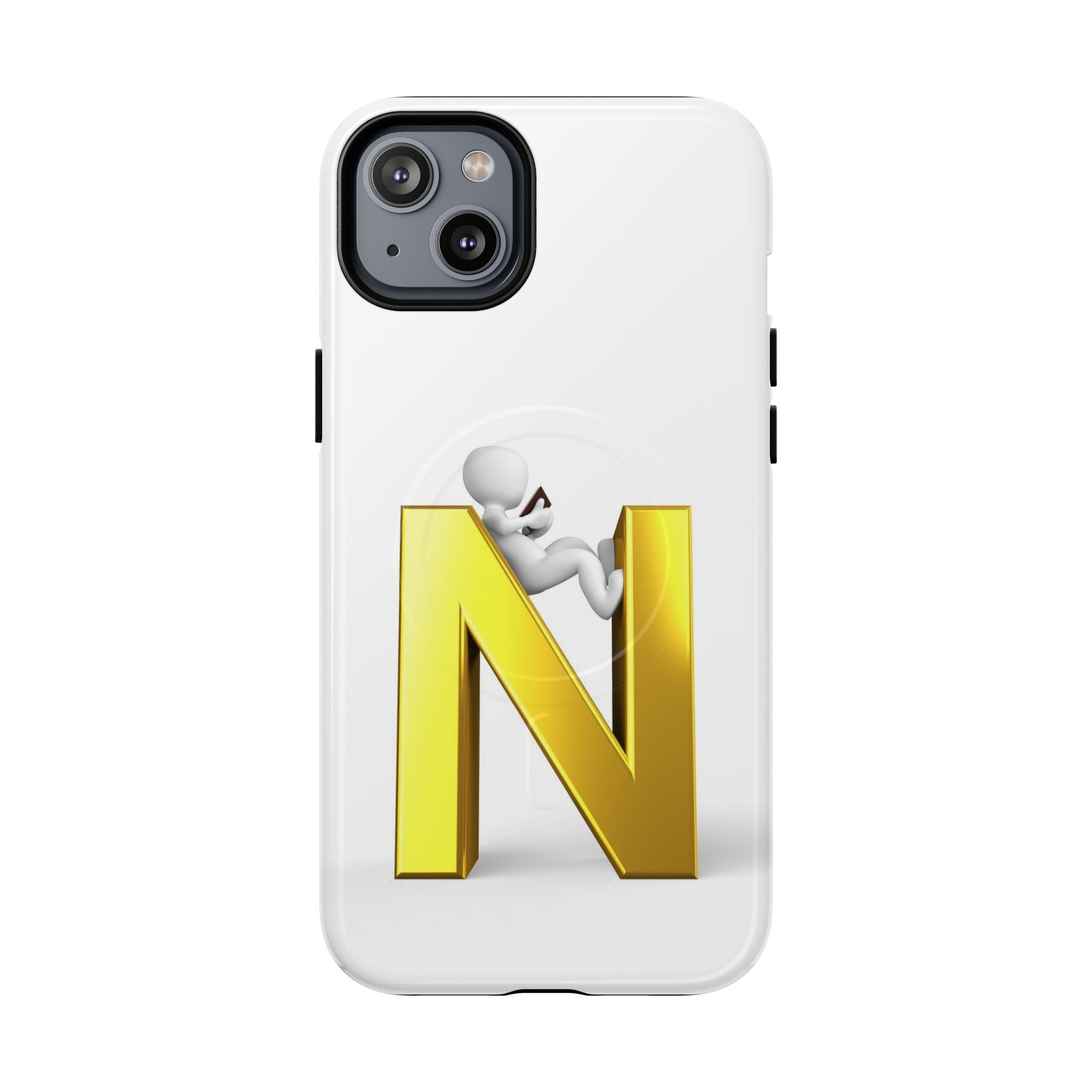 Coque de téléphone en or, lettre N, figure 3D | Coque magnétique robuste