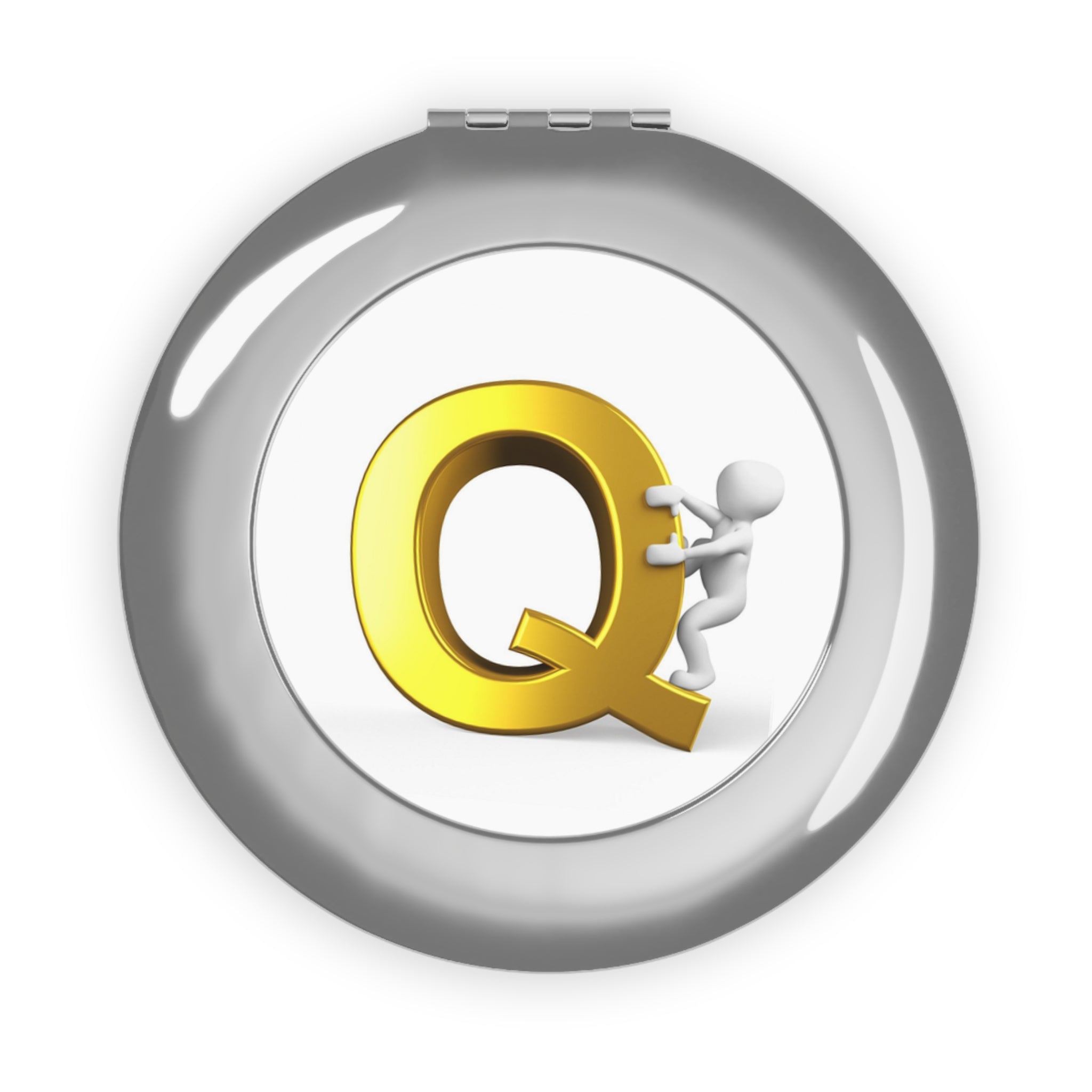 Gold Letter Q Compact Travel Mirror | Monogram Pocket Mirror