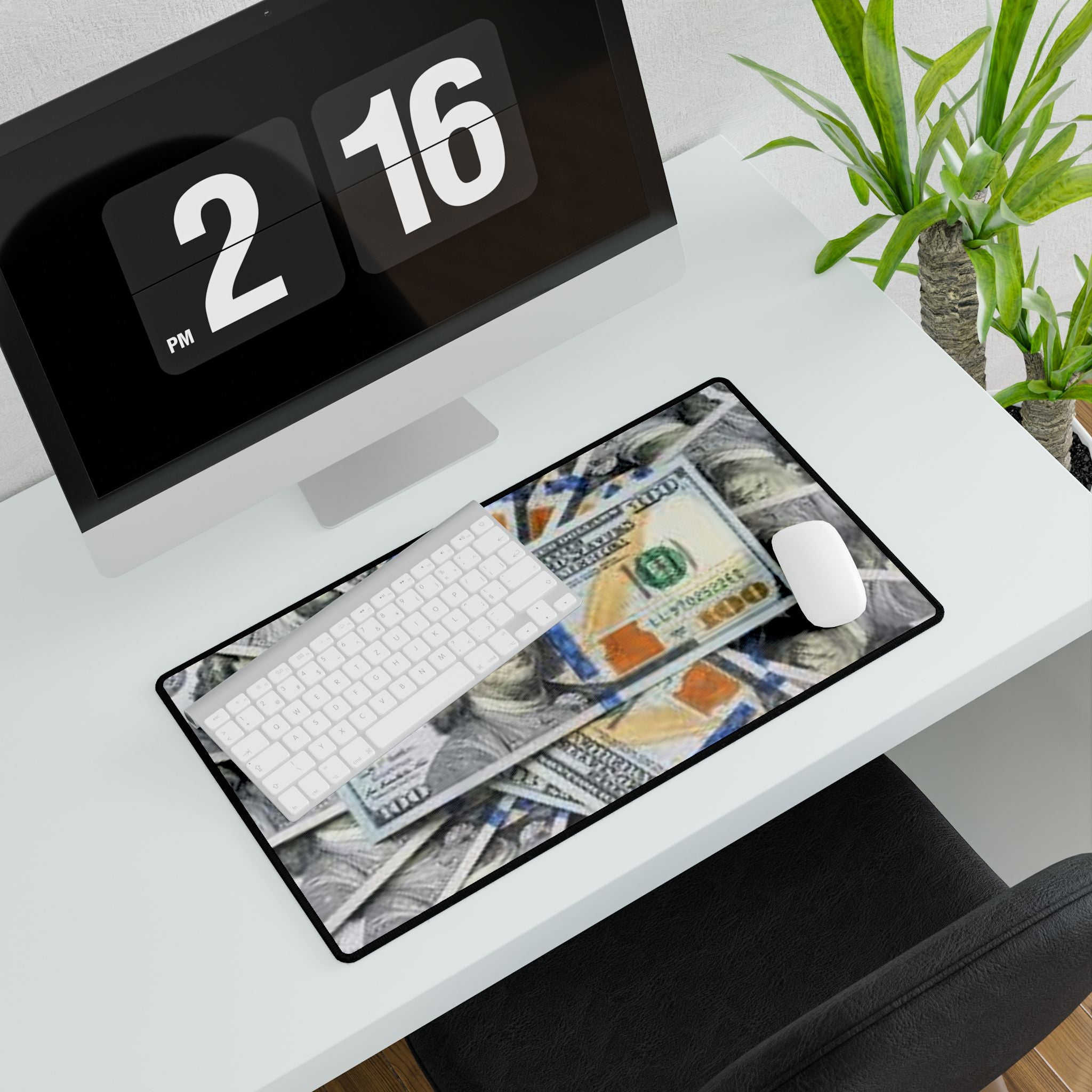 Hundred Dollar Bill Desk Mat | Money Print Gaming Mousepad, Large Desk Mat