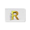 Gold Letter R with Stick Figure Baby Fitted Crib Sheet | Monogram R Nursery