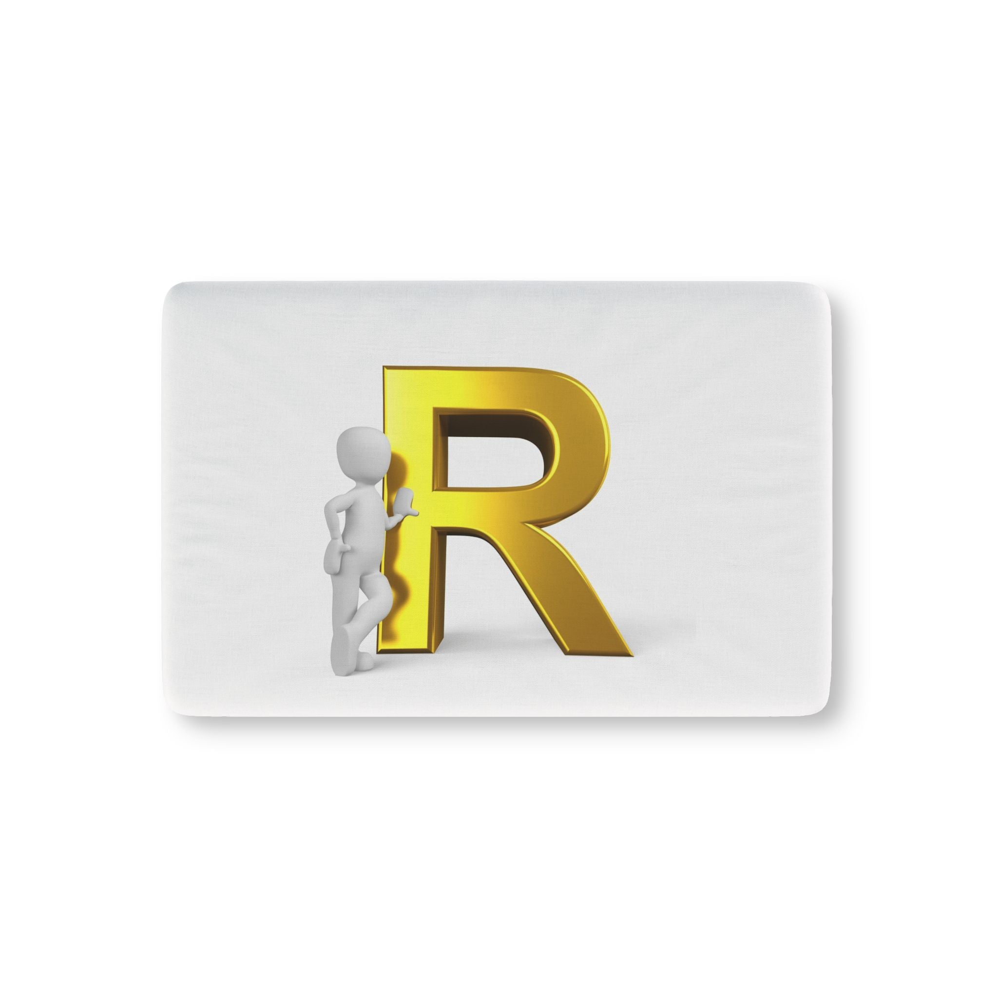 Gold Letter R with Stick Figure Baby Fitted Crib Sheet | Monogram R Nursery