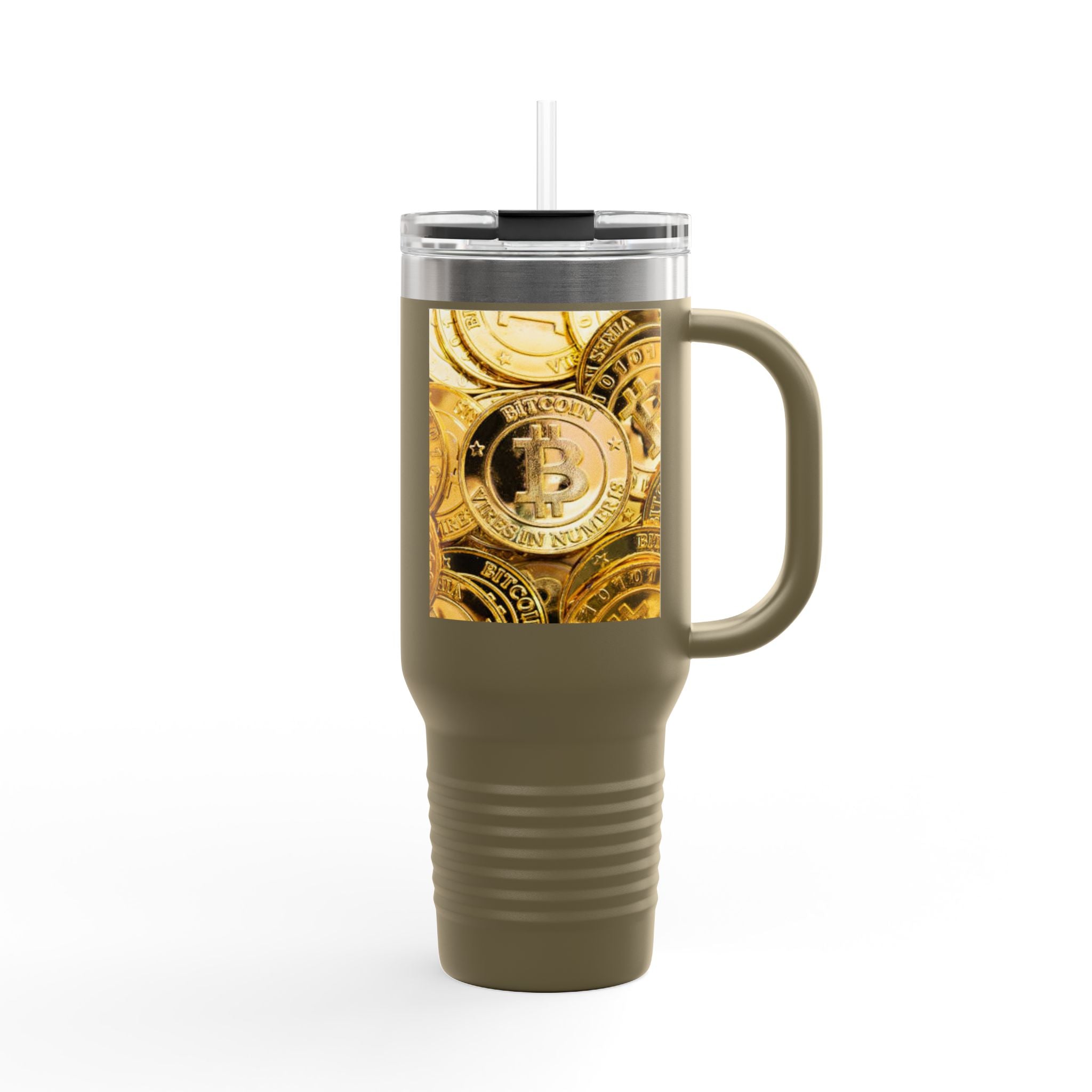 Bitcoin Coin Pattern Travel Mug | 40 oz Insulated Tumbler