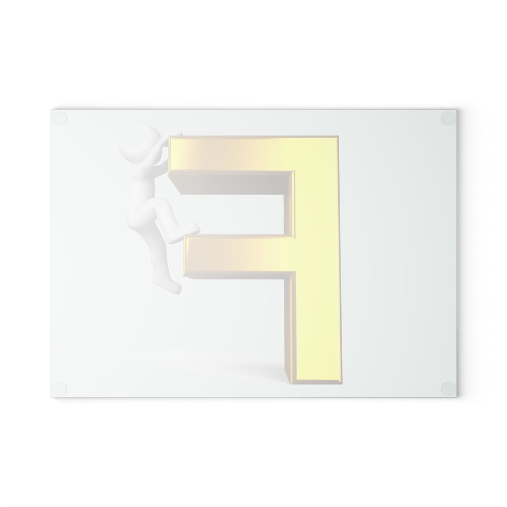 Gold 3D Letter F with Climber Glass Cutting Board | Alphabet Initial Kitchen Decor