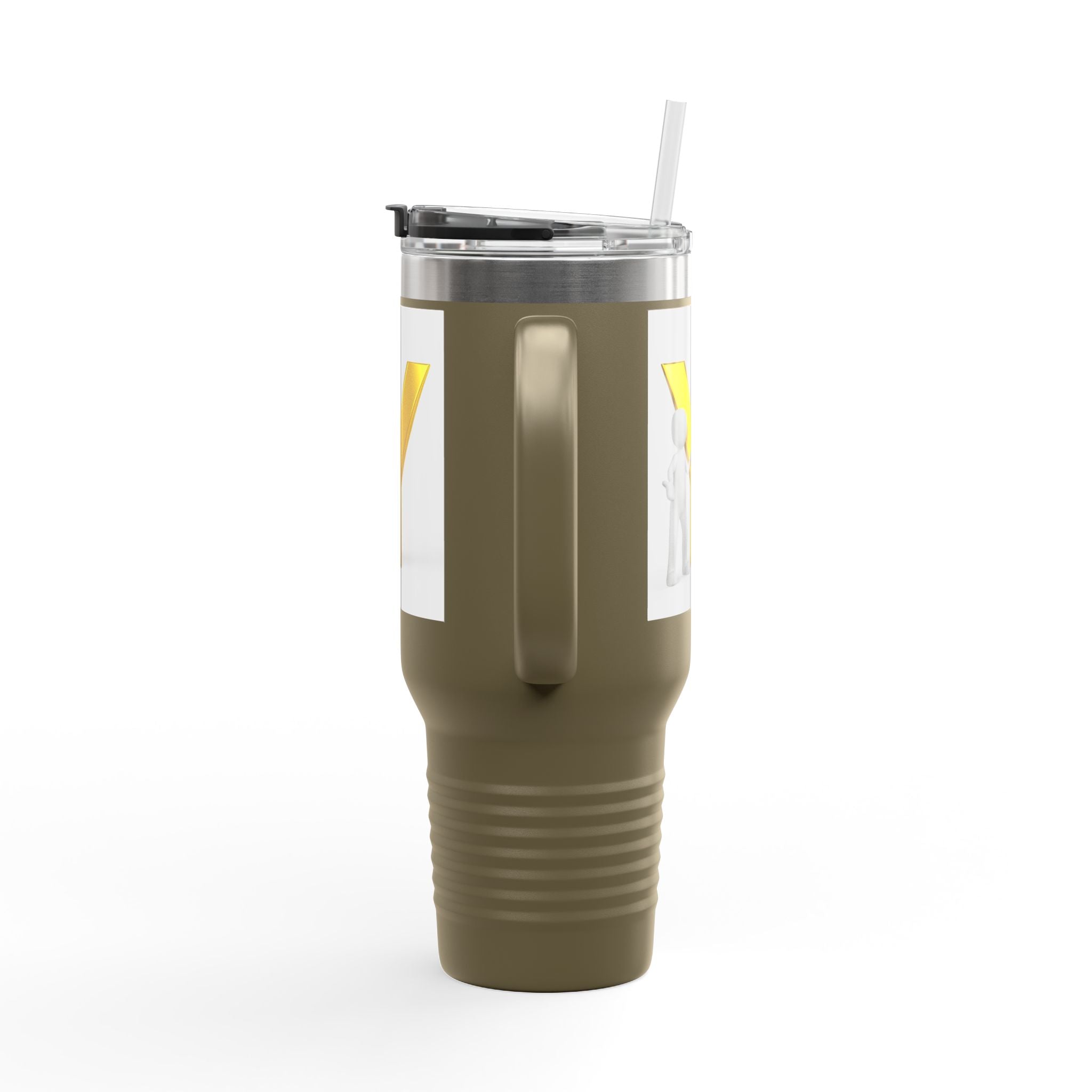 Yellow 3D Letter Y with Figure Travel Mug