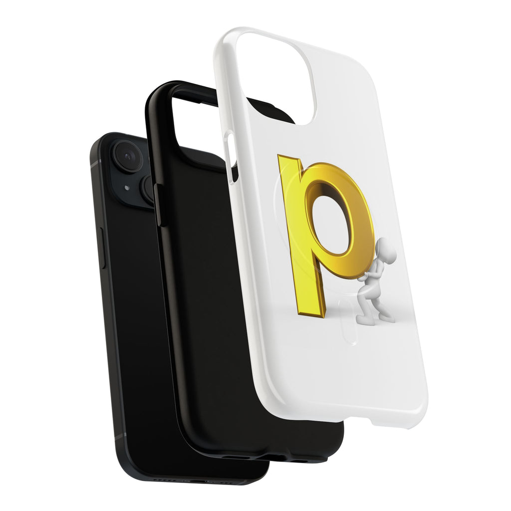 3D Gold Letter P Phone Case | Tough Magnetic Phone Case