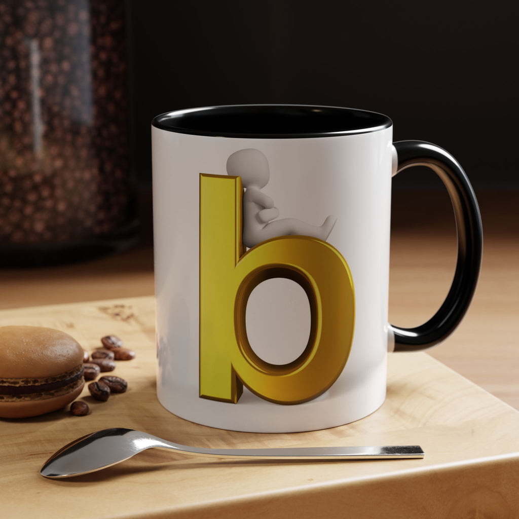 Tasse à café avec accent lettre B or | Tasse initiale monogramme lettre B