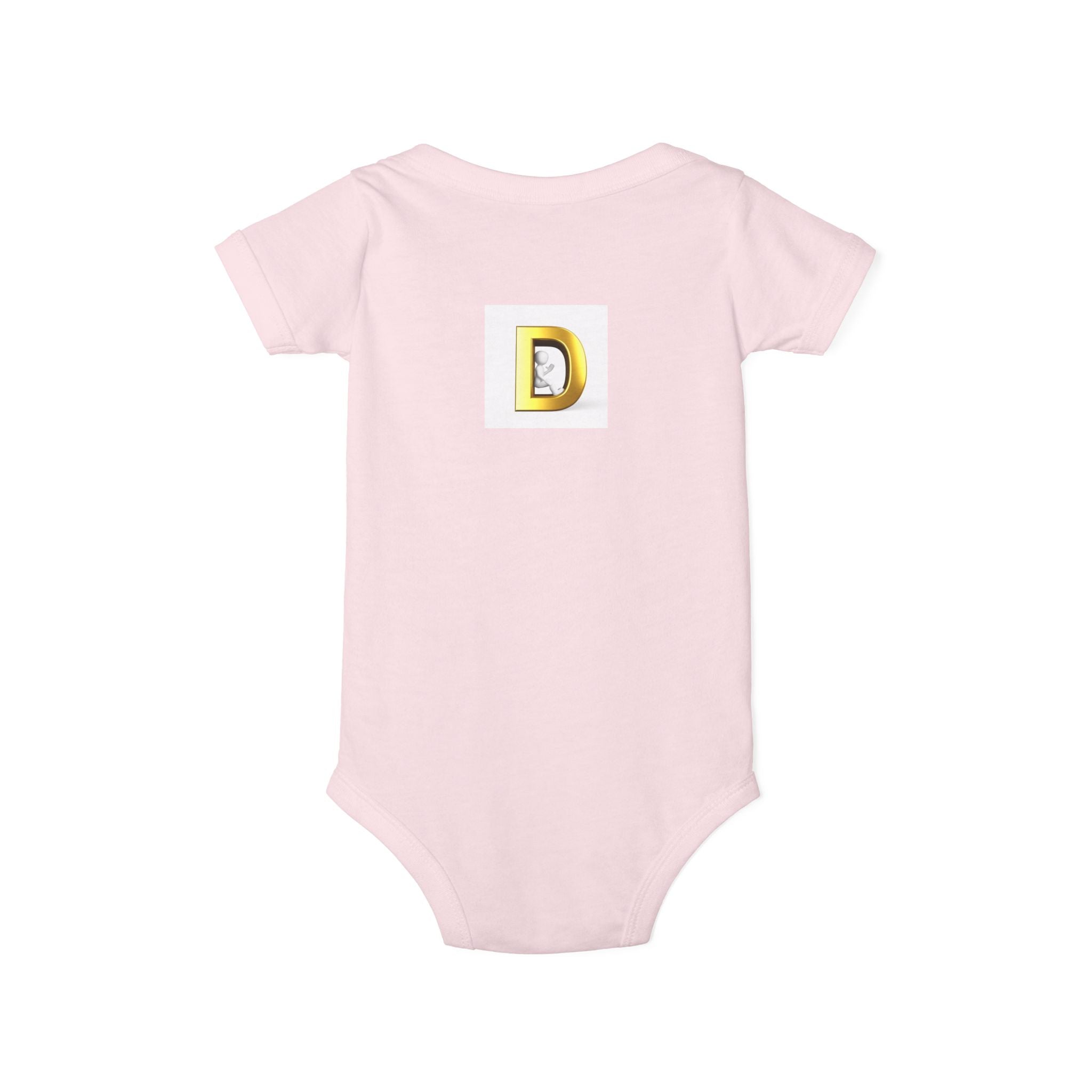 Gold Letter D Infant Onesie | Baby Monogram Initial Bodysuit