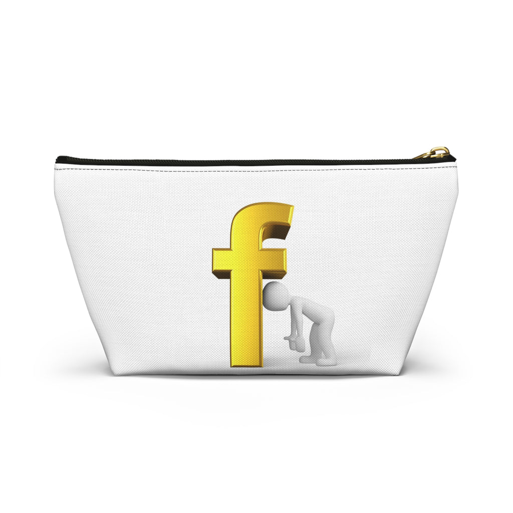 Gold Letter F with Figure Accessory Pouch | Monogram Cosmetic Bag