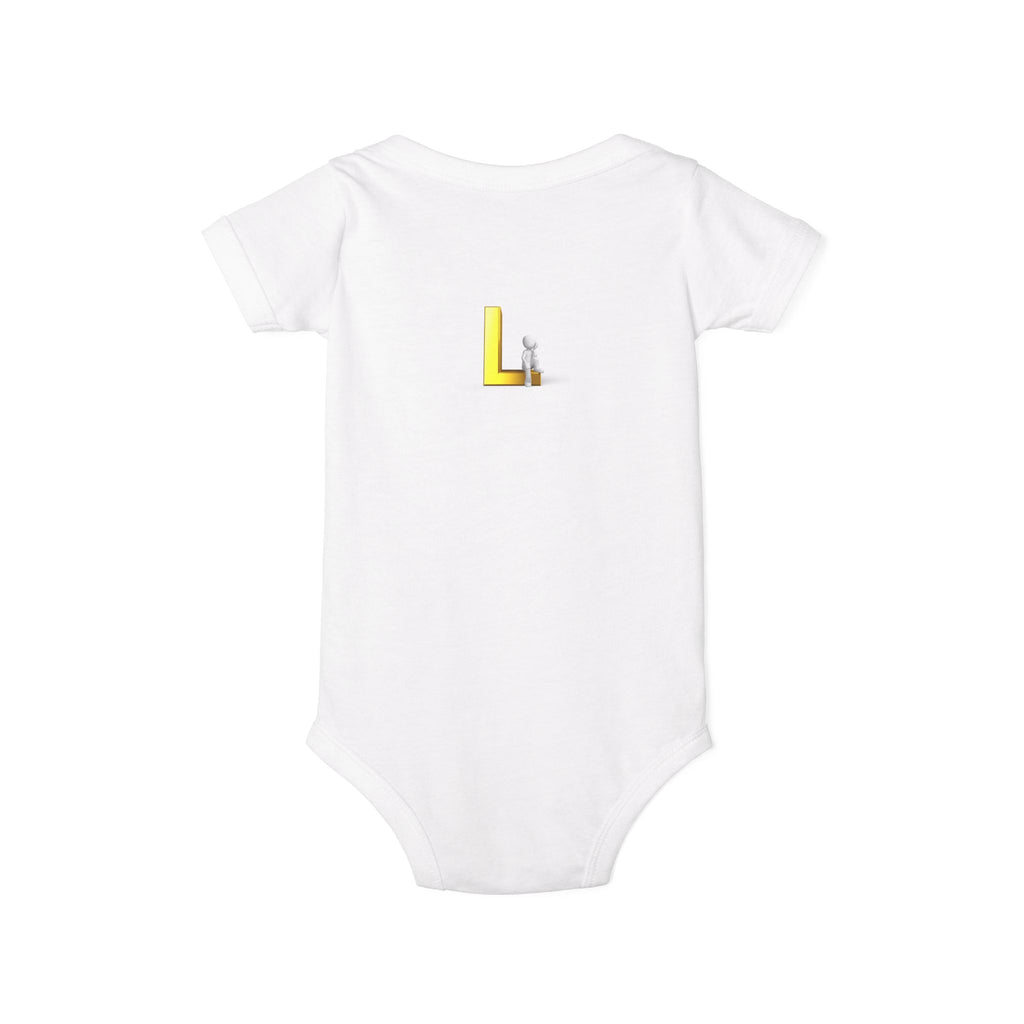 Yellow Block Letter L with Little Lamb Infant Onesie