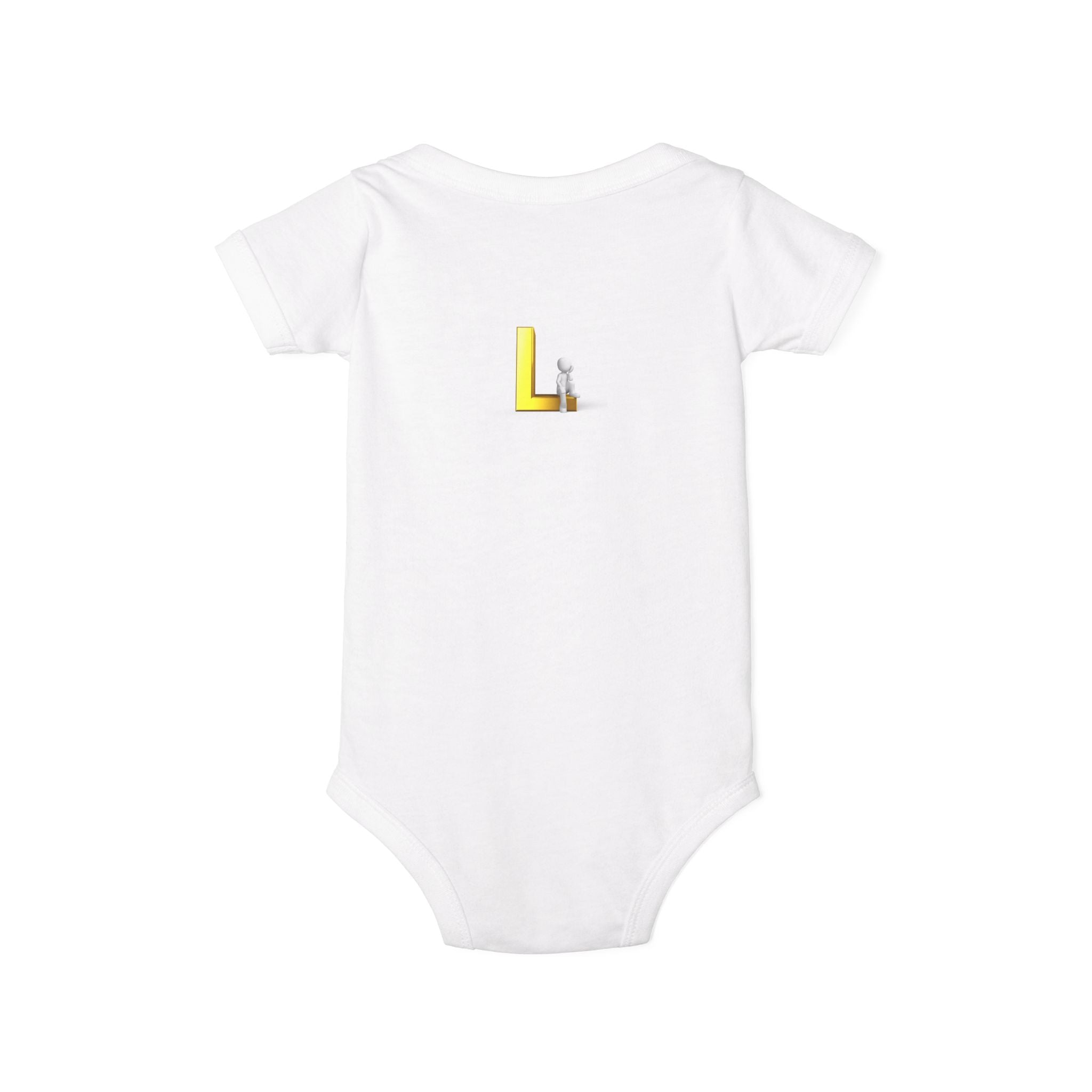 Yellow Block Letter L with Little Lamb Infant Onesie