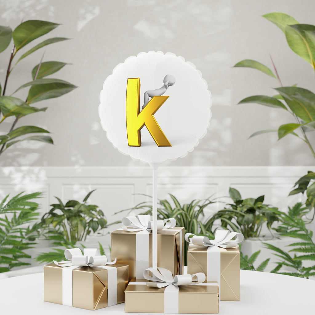 Gold Letter K Balloon, 11" Round or Heart-Shaped Foil