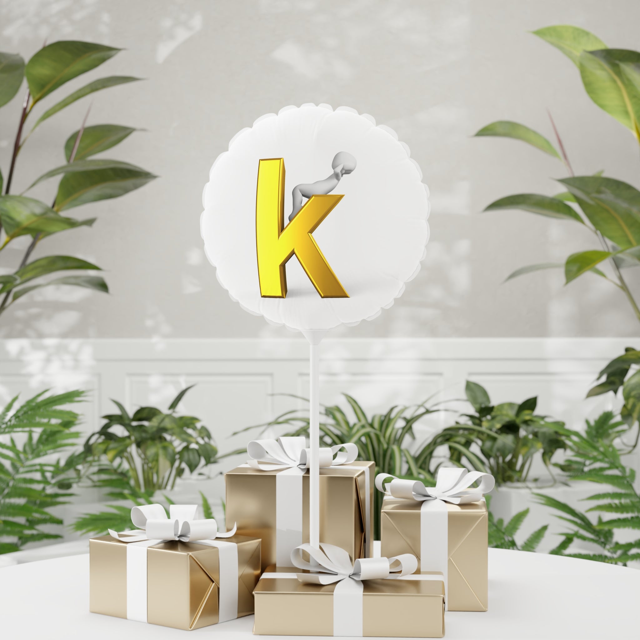 Gold Letter K Balloon, 11" Round or Heart-Shaped Foil