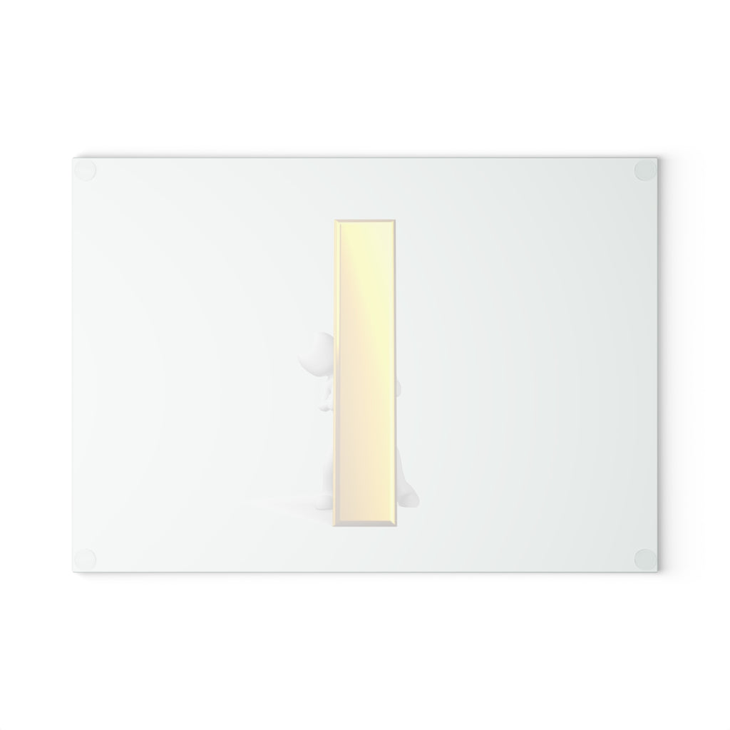 Yellow Letter I Illustration Glass Cutting Board | Minimal Alphabet Kitchen Decor