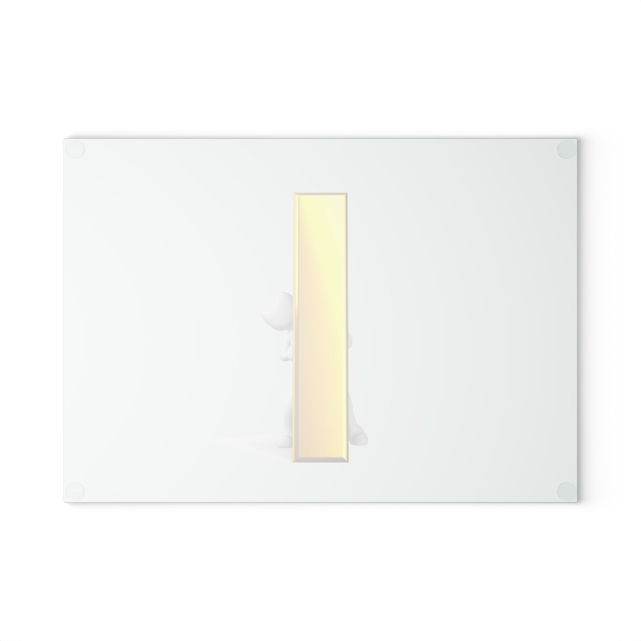 Yellow Letter I Illustration Glass Cutting Board | Minimal Alphabet Kitchen Decor