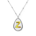 Gold 'Z' Initial Oval Necklace — Personalized Monogram Pendant