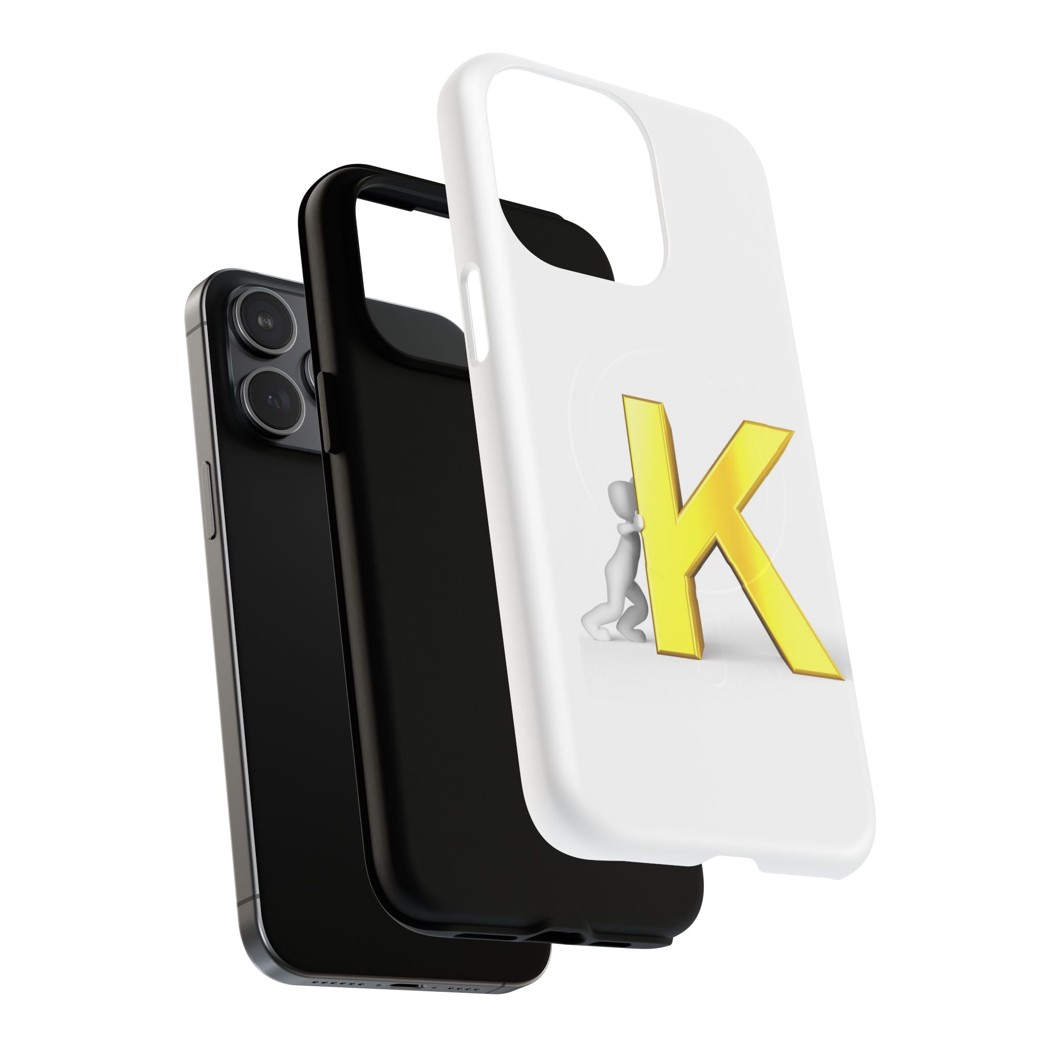 Yellow K Letter Phone Case | Tough Magnetic Case, Monogram Initial K