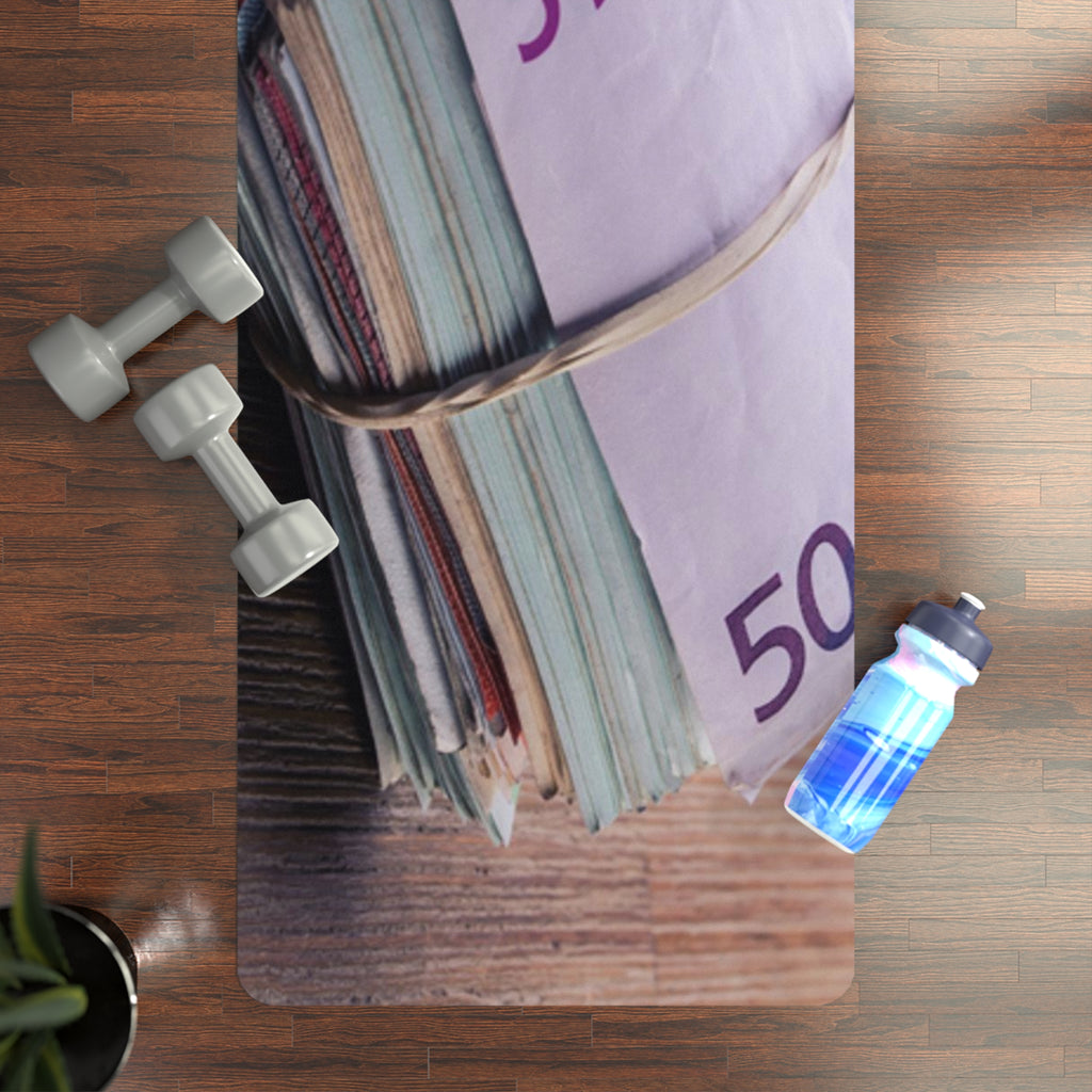 Rolled Euro Cash Print Rubber Yoga Mat