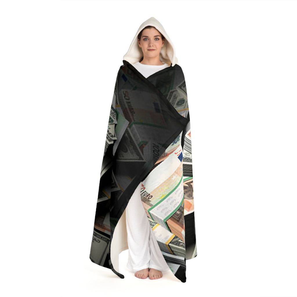 Money Print Hooded Blanket | Sherpa Fleece Cash Design