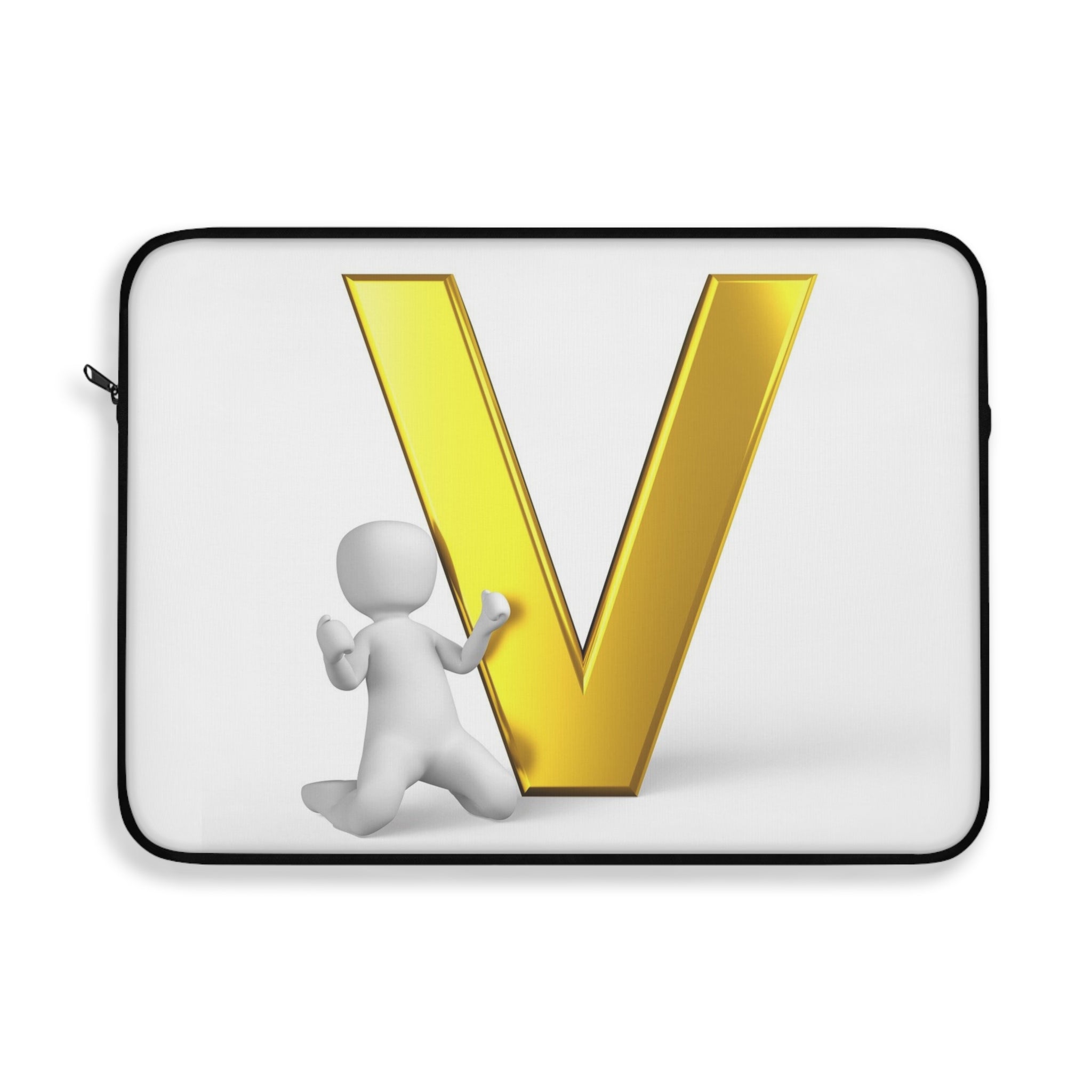 Gold Letter V Initial Laptop Sleeve | Monogram Alphabet Case