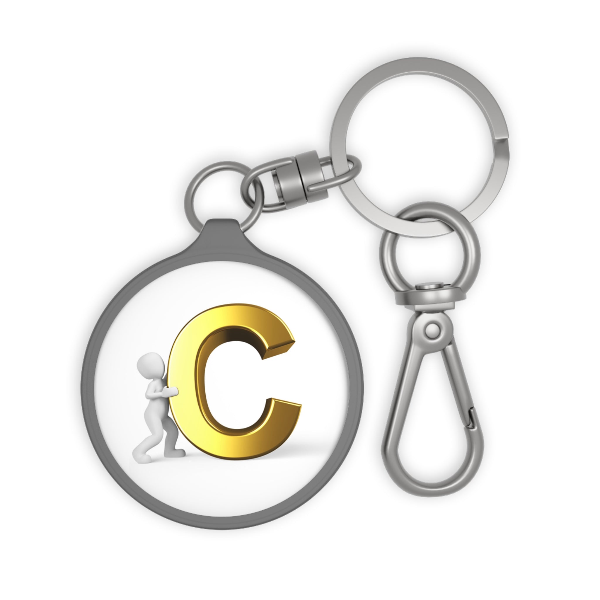 Gold Letter C Monogram Keyring Tag | Initial Keychain, Personalized Initial