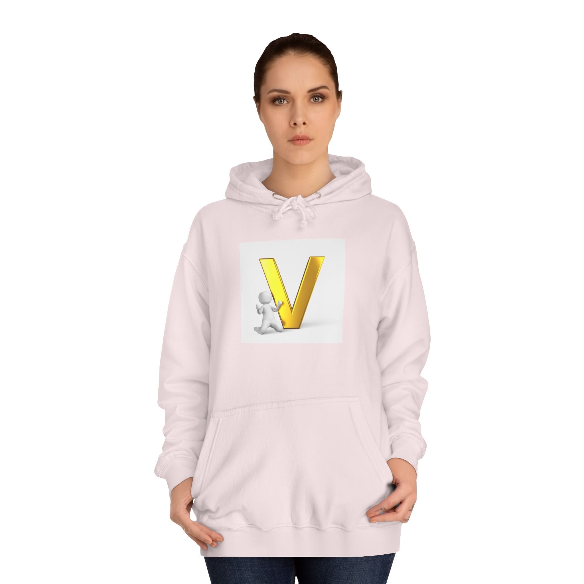 Gold 3D Letter V Hoodie | Initial V Sweatshirt, Monogram Lettering