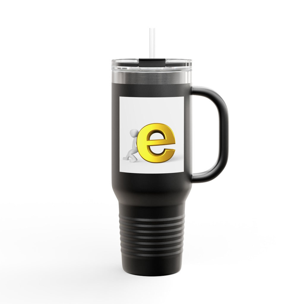 Yellow 3D Letter E Character Travel Mug | Insulated 40oz Tumbler