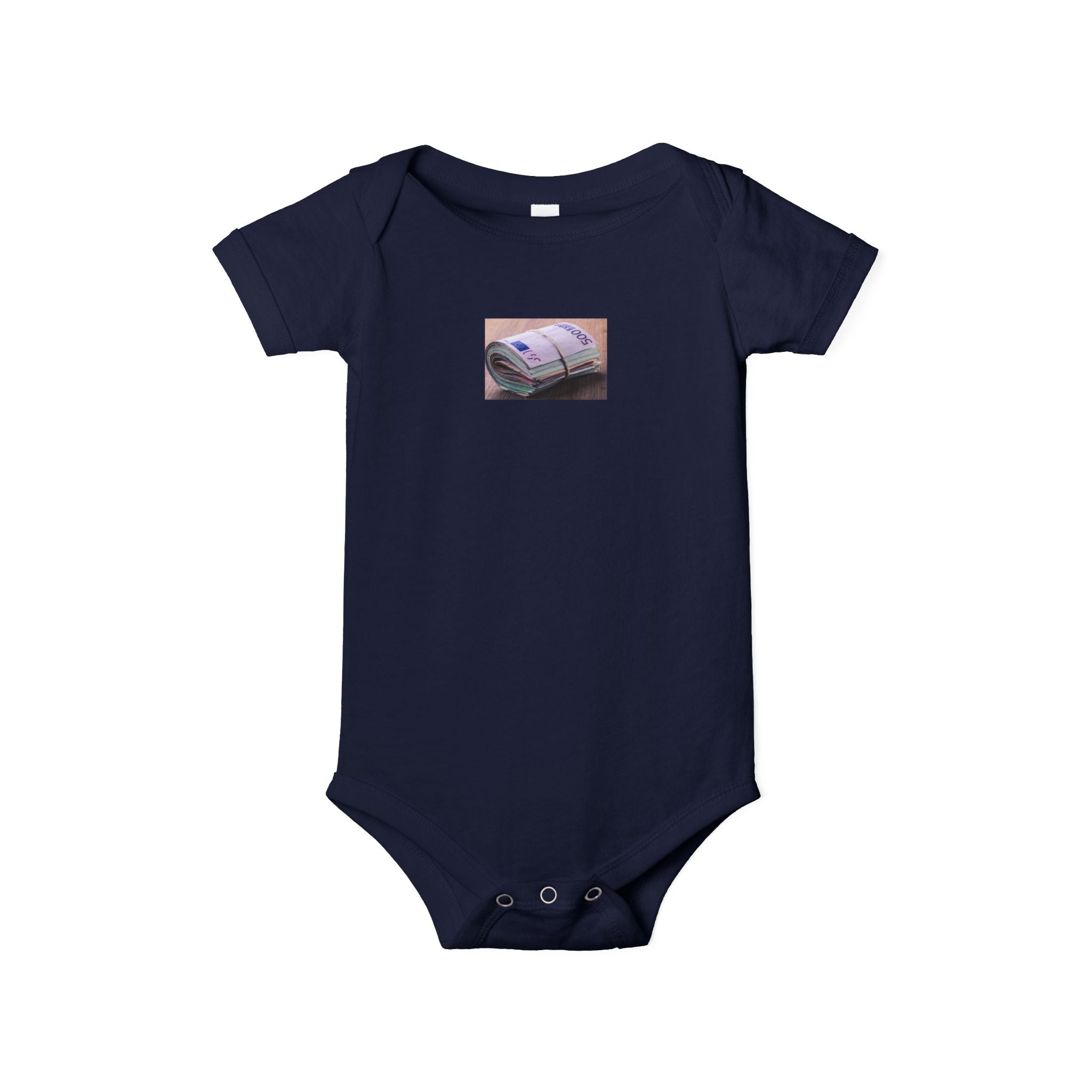 Grenouillère bébé motif pile de billets | Body imprimé argent