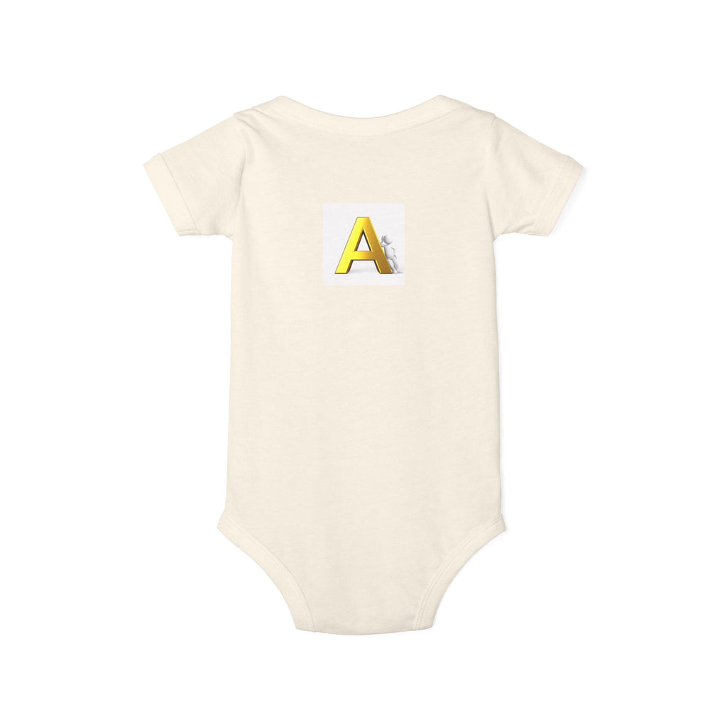 Yellow Block Letter A Baby Onesie | Infant Jersey One Piece