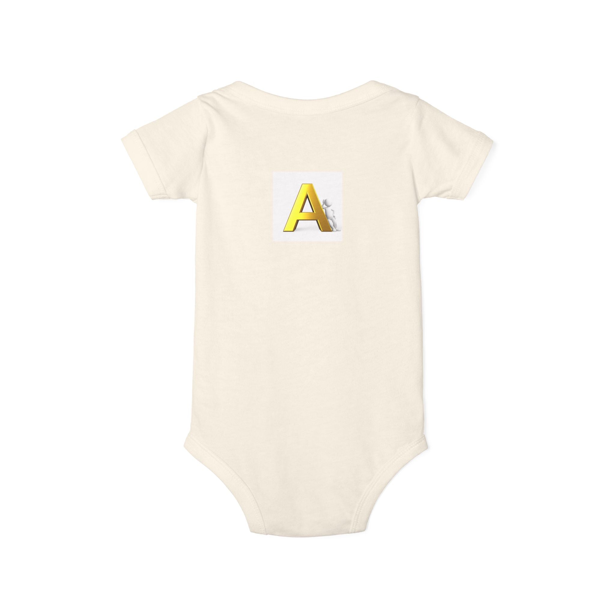 Yellow Block Letter A Baby Onesie | Infant Jersey One Piece