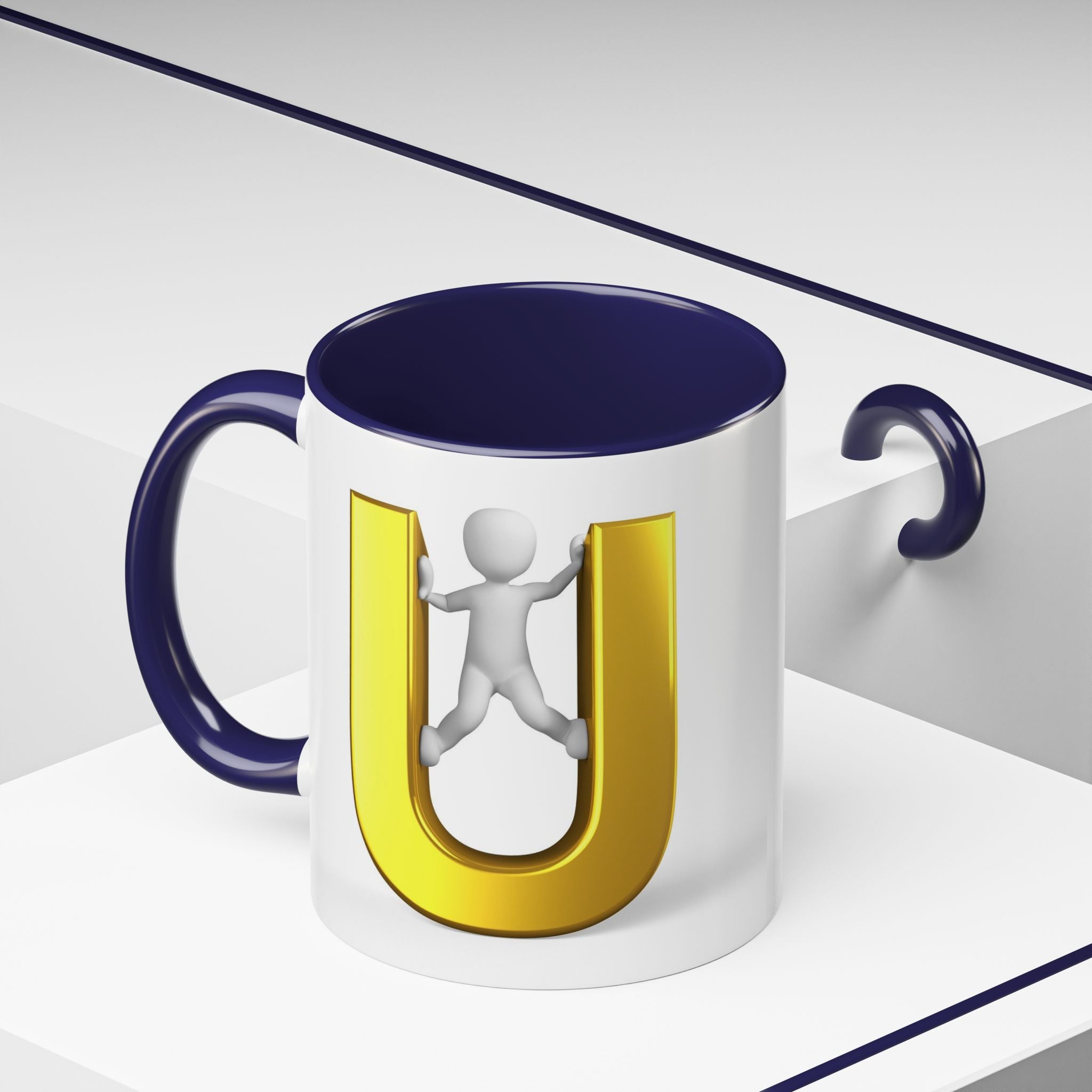 Mug en 3D avec lettre U dorée | Tasse à café 325 ml ou 440 ml