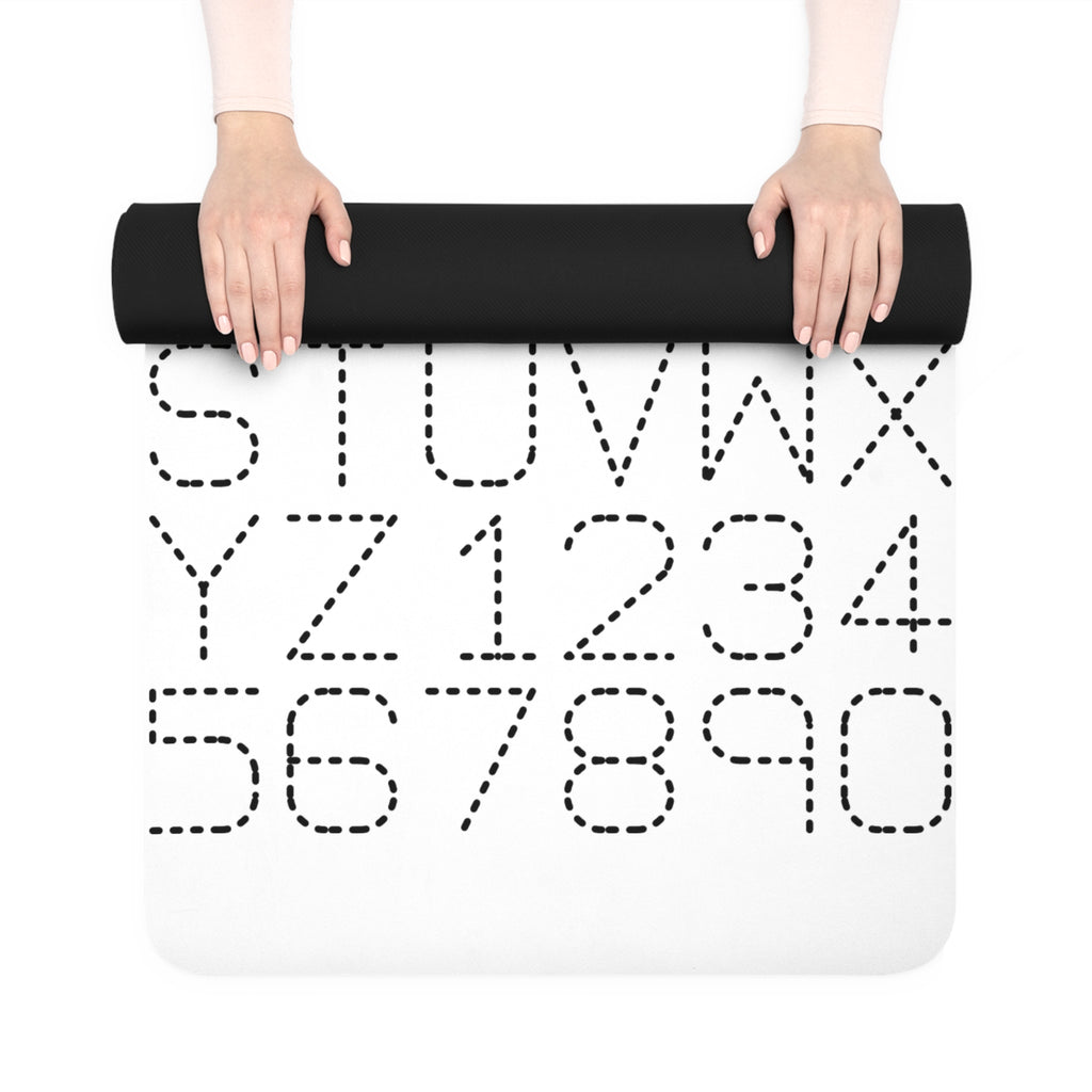 Dotted Alphabet and Numbers Rubber Yoga Mat | Letter Practice, Typographic Grid