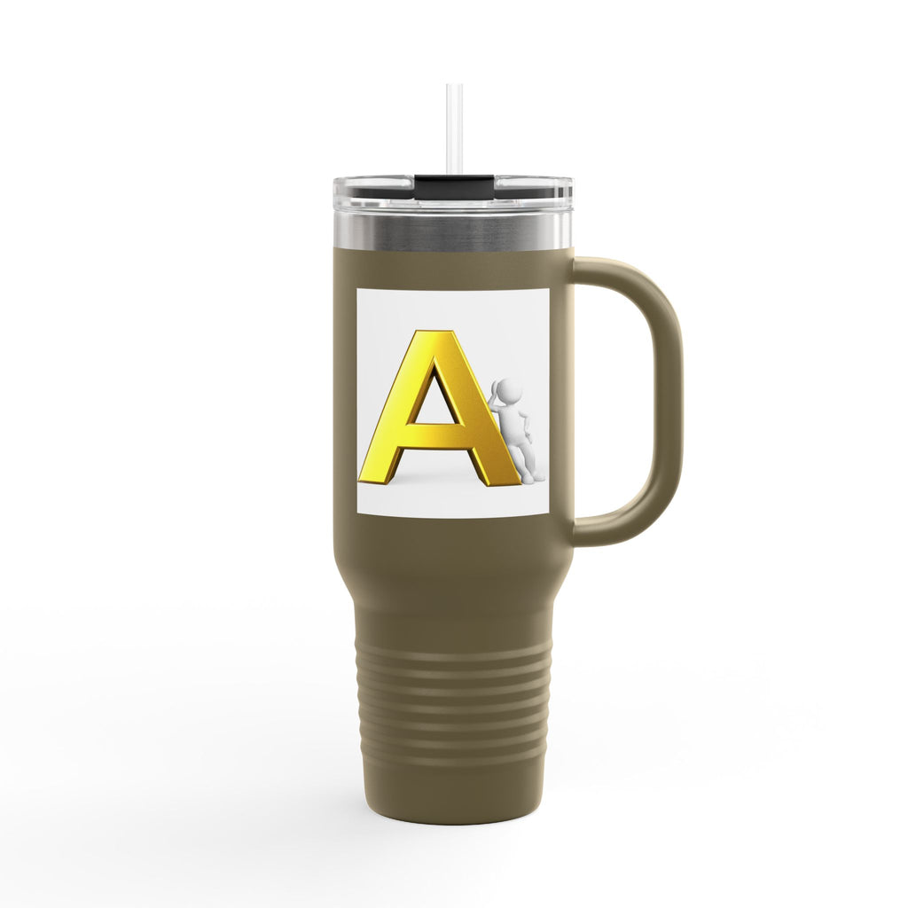 Yellow 3D Letter A Initial Travel Mug | 40oz Insulated Tumbler