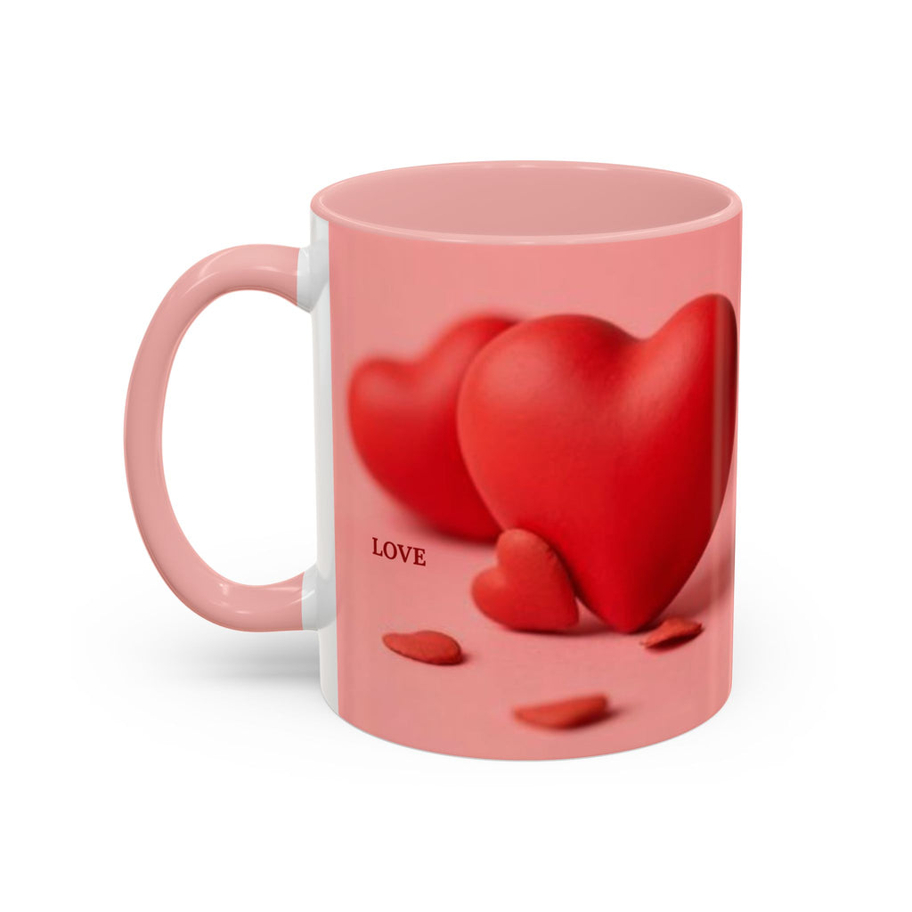 Red Heart Love Design Accent Coffee Mug | Valentine Heart Ceramic Mug