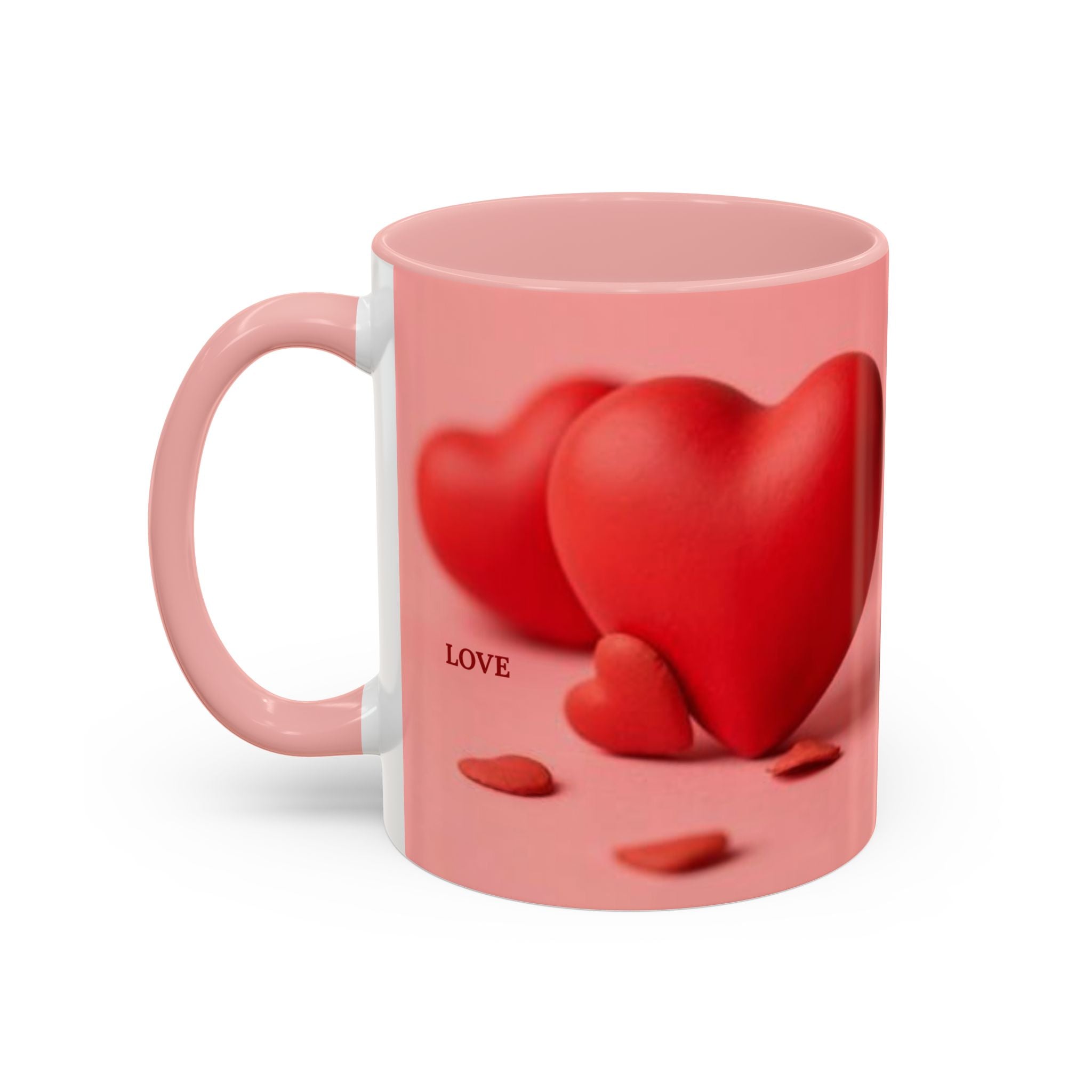 Red Heart Love Design Accent Coffee Mug | Valentine Heart Ceramic Mug
