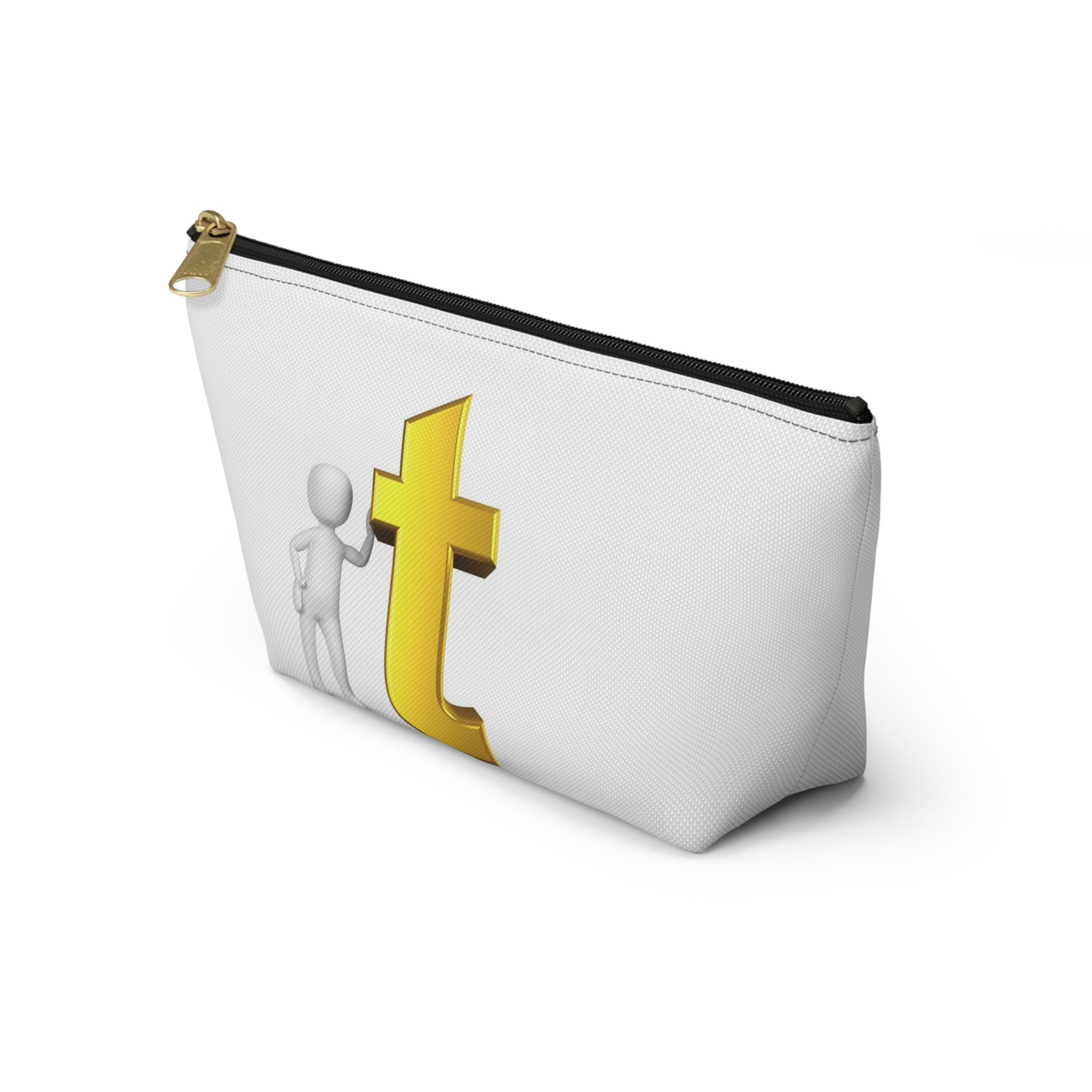 Gold Letter T Monogram Accessory Pouch | T-Bottom Makeup Bag
