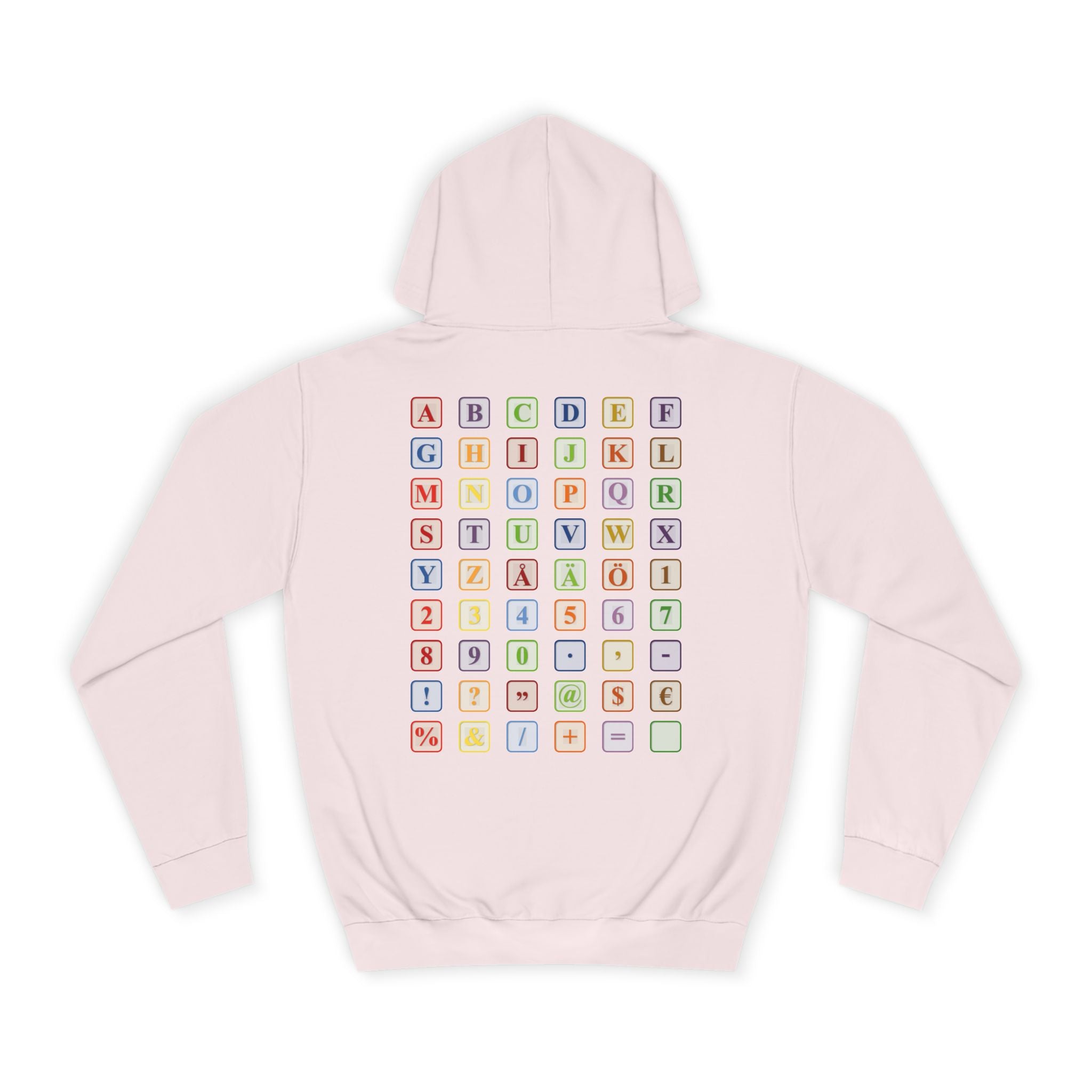 Alphabet Blocks Hoodie | Colorful Letter Grid, Back & Front Print