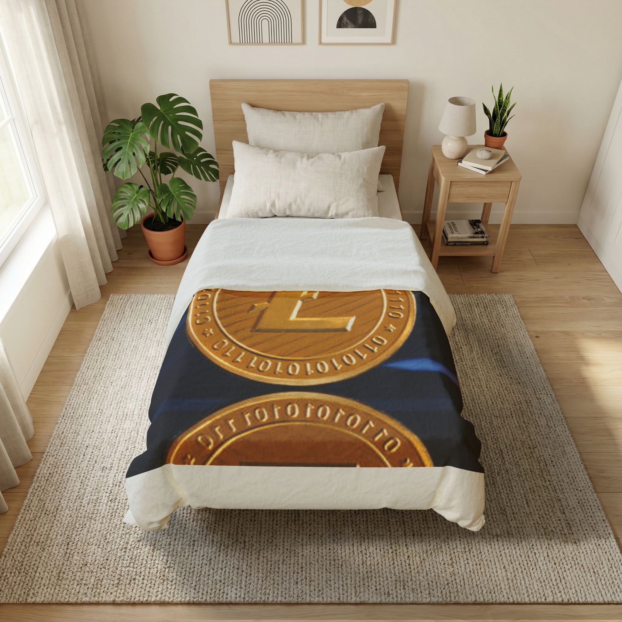Litecoin Crypto Coin duvet cover | Cryptocurrency bedding, financial chart design