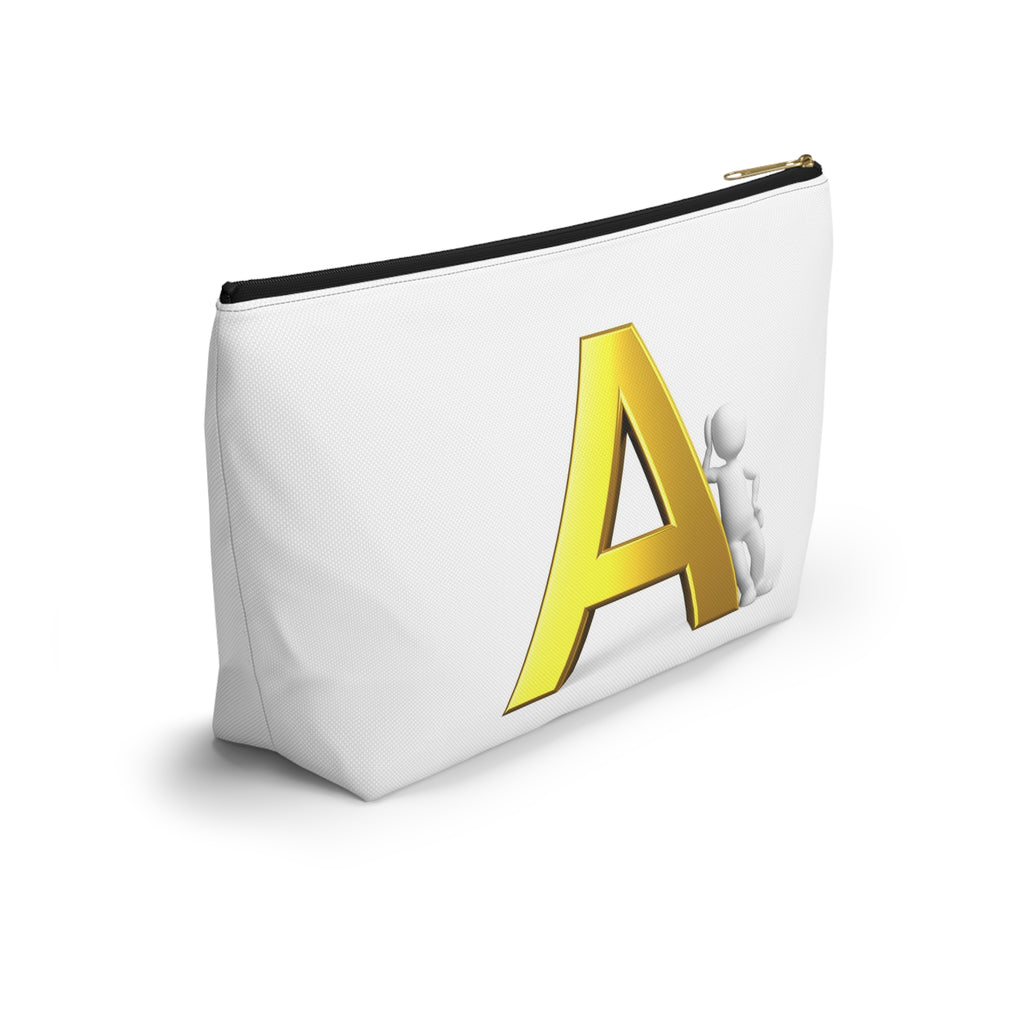 Gold Letter A Monogram Accessory Pouch | T-Bottom Cosmetic Bag